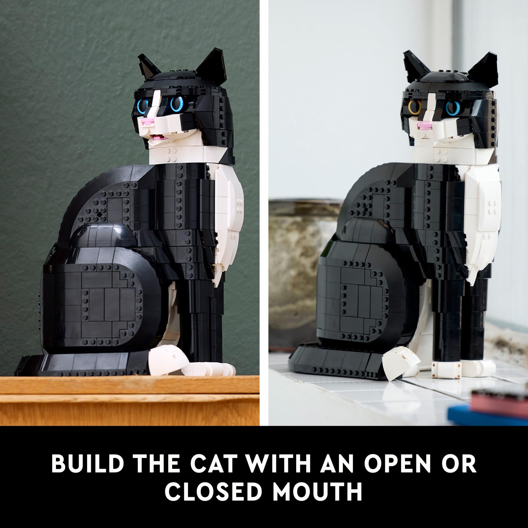LEGO Ideas Tuxedo Cat Building Set for Adults 18+ - DIY Home Decor Craft Kit for Living Room & Bedroom - Perfect Gift for Cat Lovers, Women & Men (Model 21349) - Creative Display for Cat Enthusiasts & LEGO Collectors