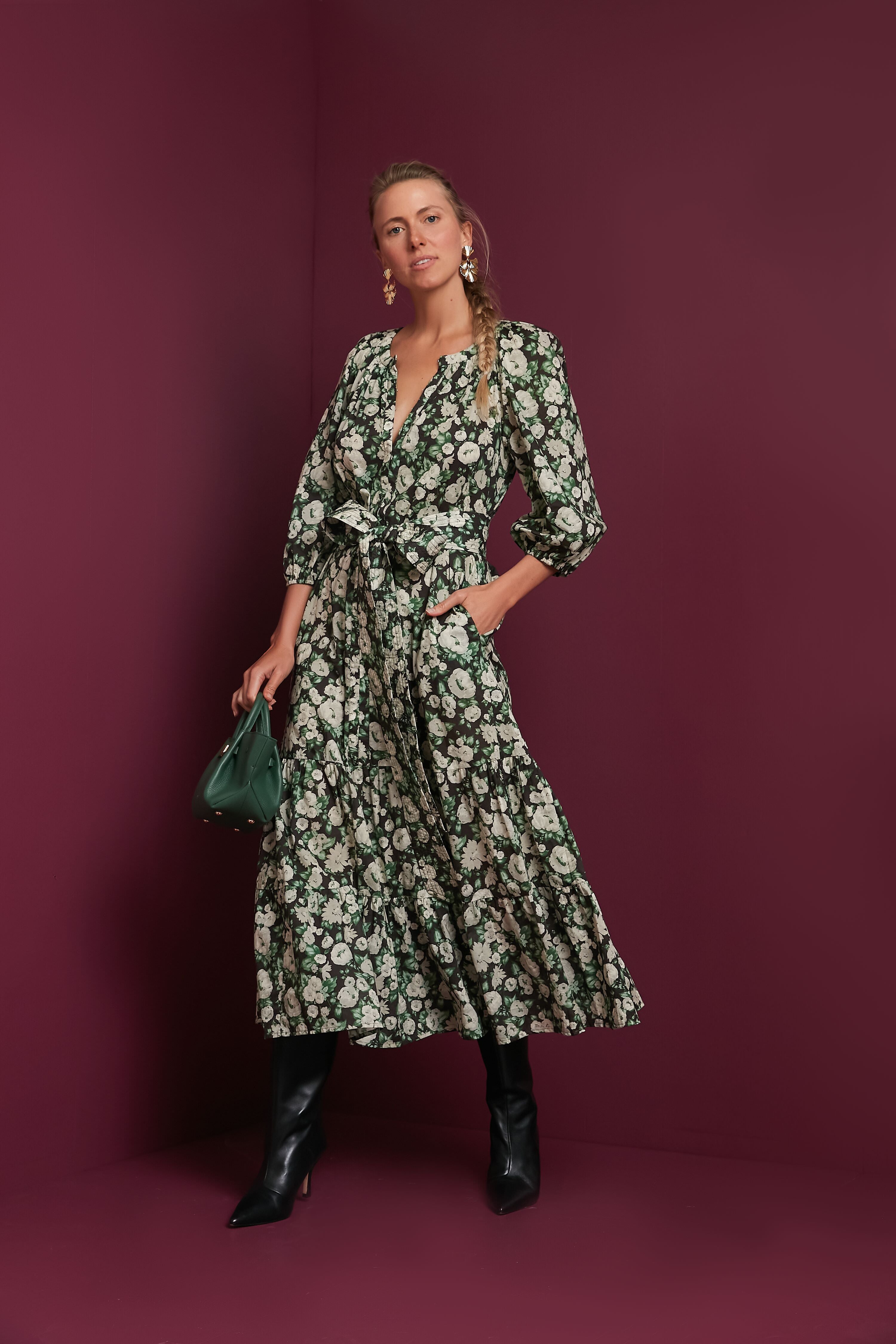 Bouvardia Branch Lyles Dress - Elegant Floral Print Summer Dress for Women | Perfect for Weddings, Parties & Beach Vacations