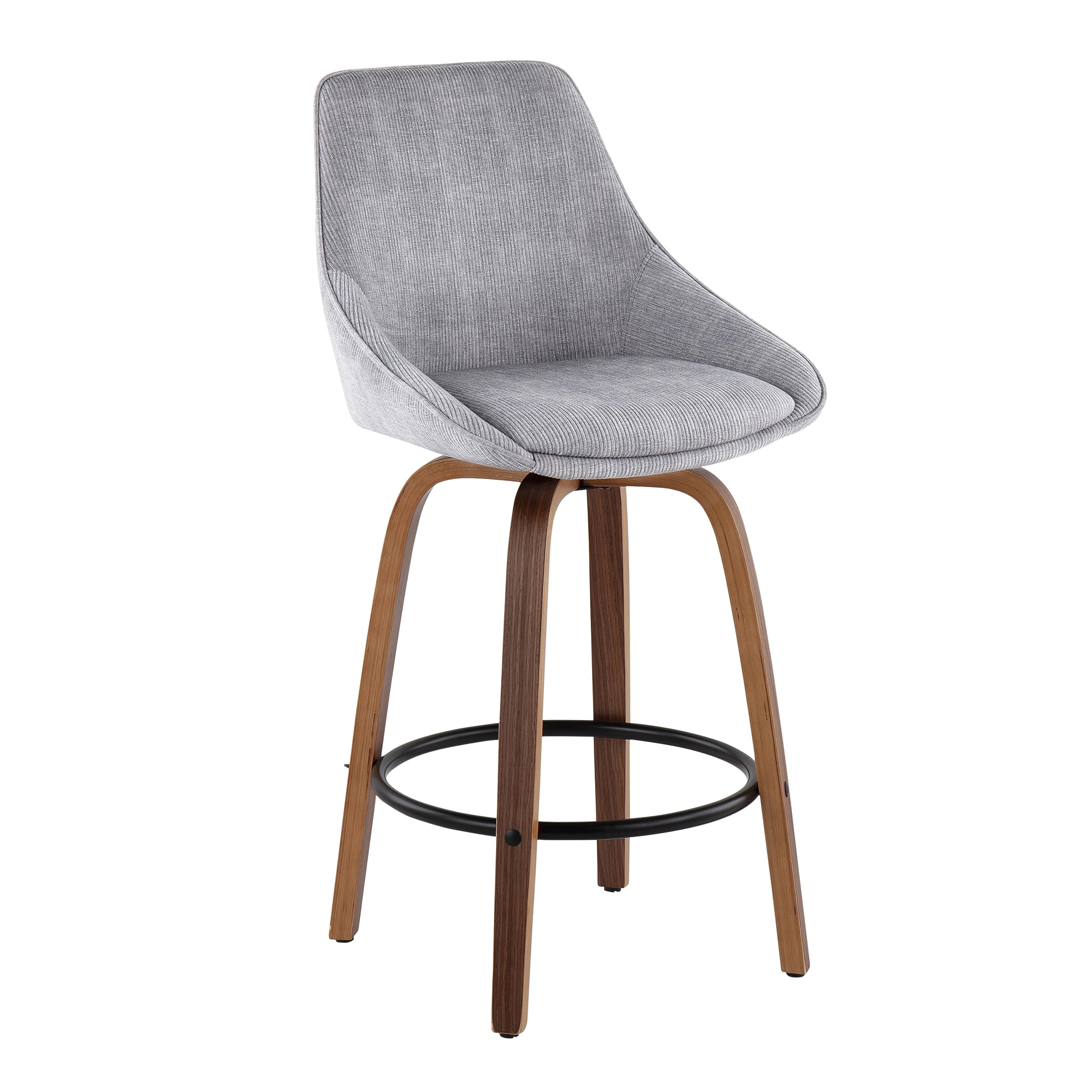 LumiSource Diana Walnut Wood Counter Stools Set of 2 - 24