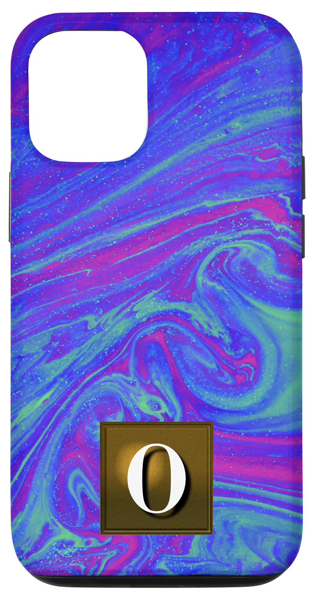 iPhone 12/12 Pro Case with Vaporwave Liquid Art Design - Custom Monogram Letter O Cover | Perfect for Everyday Use, Gift Giving & Aesthetic Protection