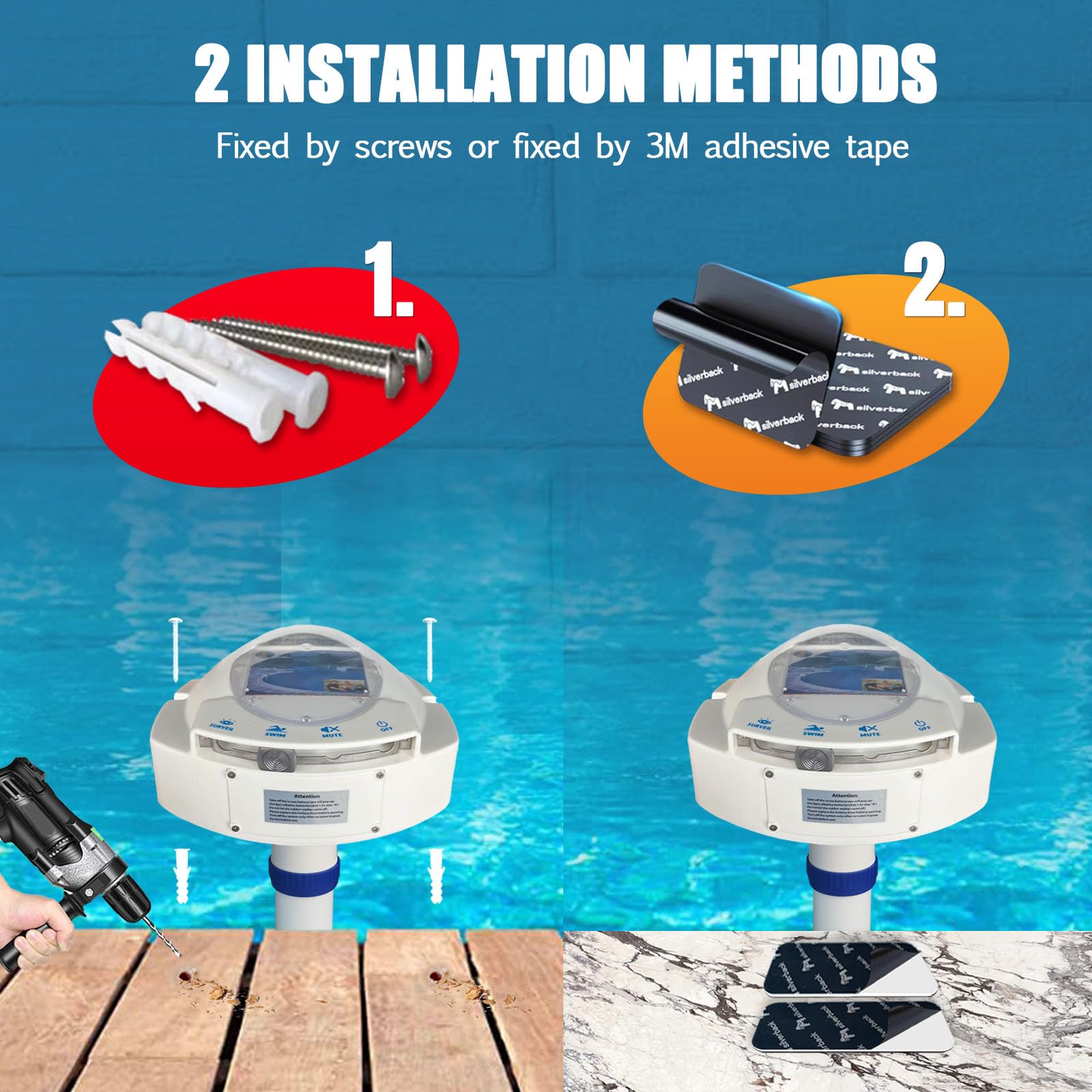 IC ICLOVER Pool Alarm with Remote Receiver - Wireless Swimming Pool Safety System for Kids, Toddlers & Pets | Immersion Drown Prevention Monitor | Works with Inground & Above Ground Pools | Ideal for Backyard, Vacation Homes & Family Pool Safety
