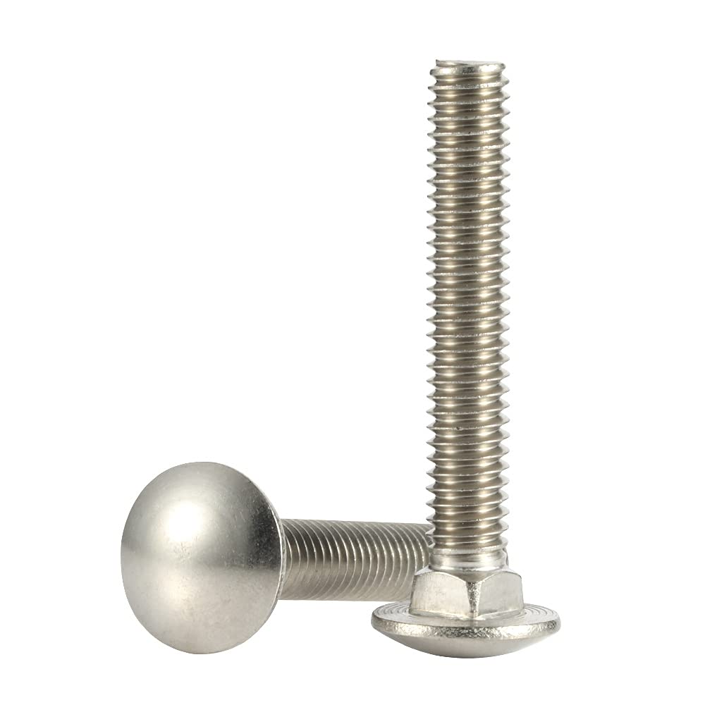 1/4-20 x 4 Carriage Bolts Screws, Stainless Steel 18-8, Round Head Square Neck, Fully Threaded, 10 PCS - Ideal for Furniture Assembly, Machinery, and Outdoor Construction