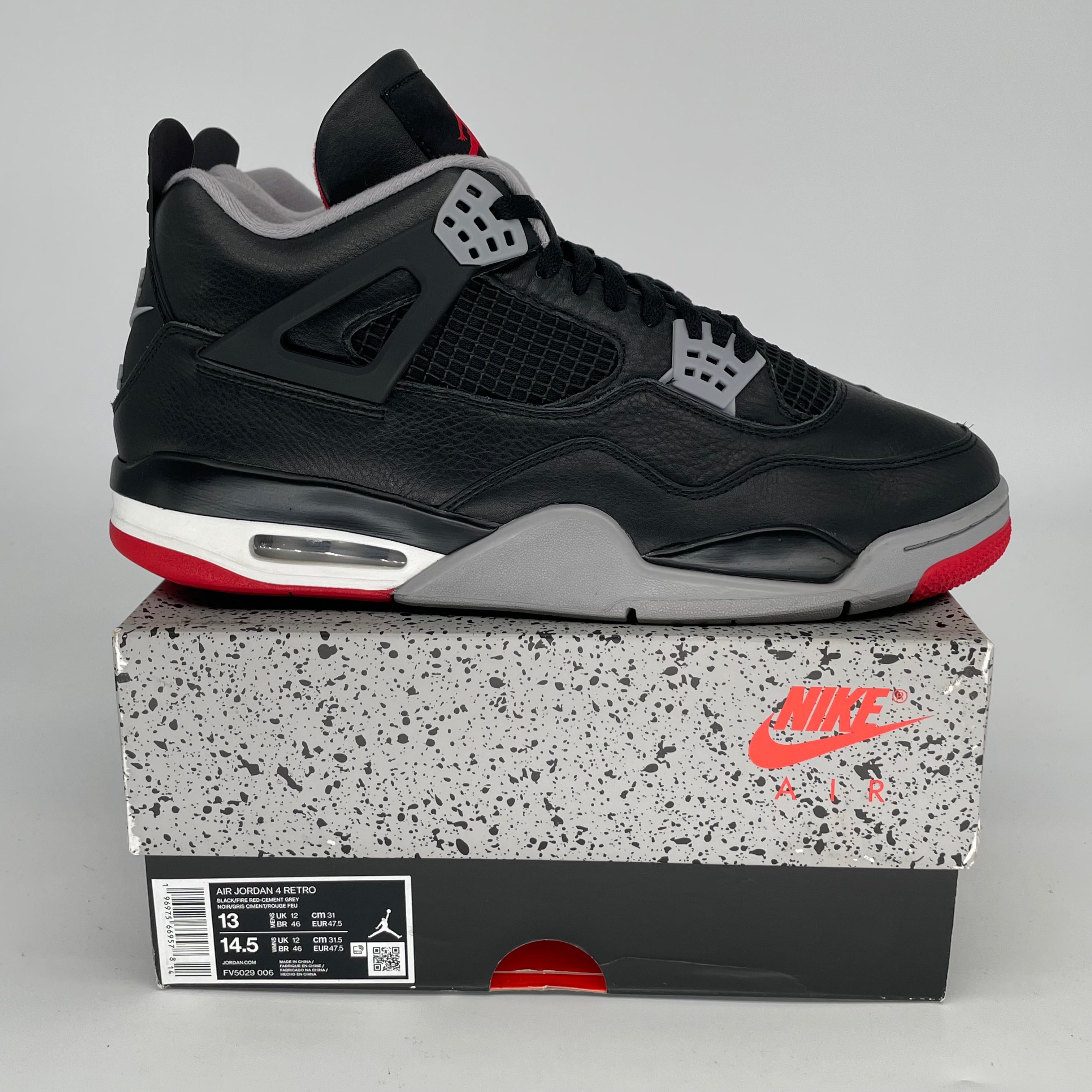 Original Air Jordan 4 Bred Reimagined Men's Basketball Shoes Size 13 (FV5029-006) - Retro Style for Streetwear & Sneaker Collectors | Perfect for Casual Wear, Sports & Sneakerhead Fashion