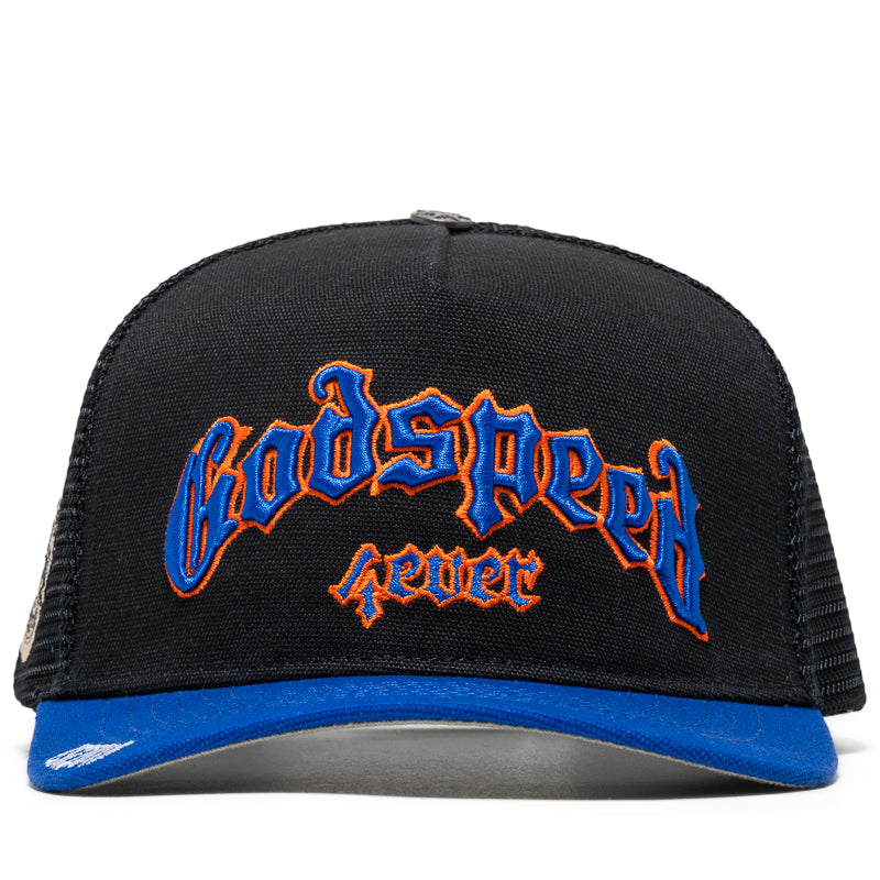 Godspeed New York GS Forever Trucker Hat - Black & Blue Adjustable Snapback Cap for Men & Women - Perfect for Outdoor Activities, Sports & Casual Wear