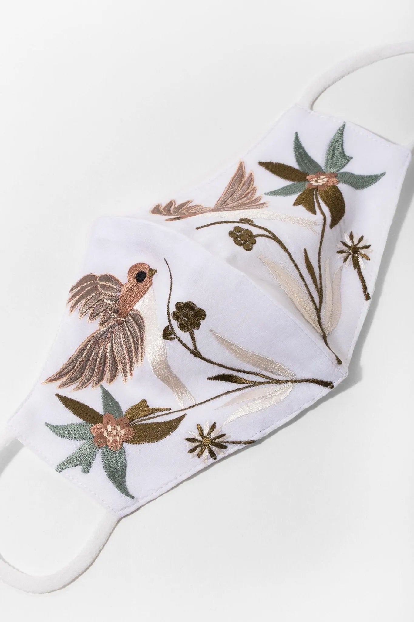 Hummingbird Embroidered Face Mask - Reusable Washable Cotton Fabric with Adjustable Ear Loops for Women & Men - Perfect for Outdoor Activities, Travel, and Daily Protection