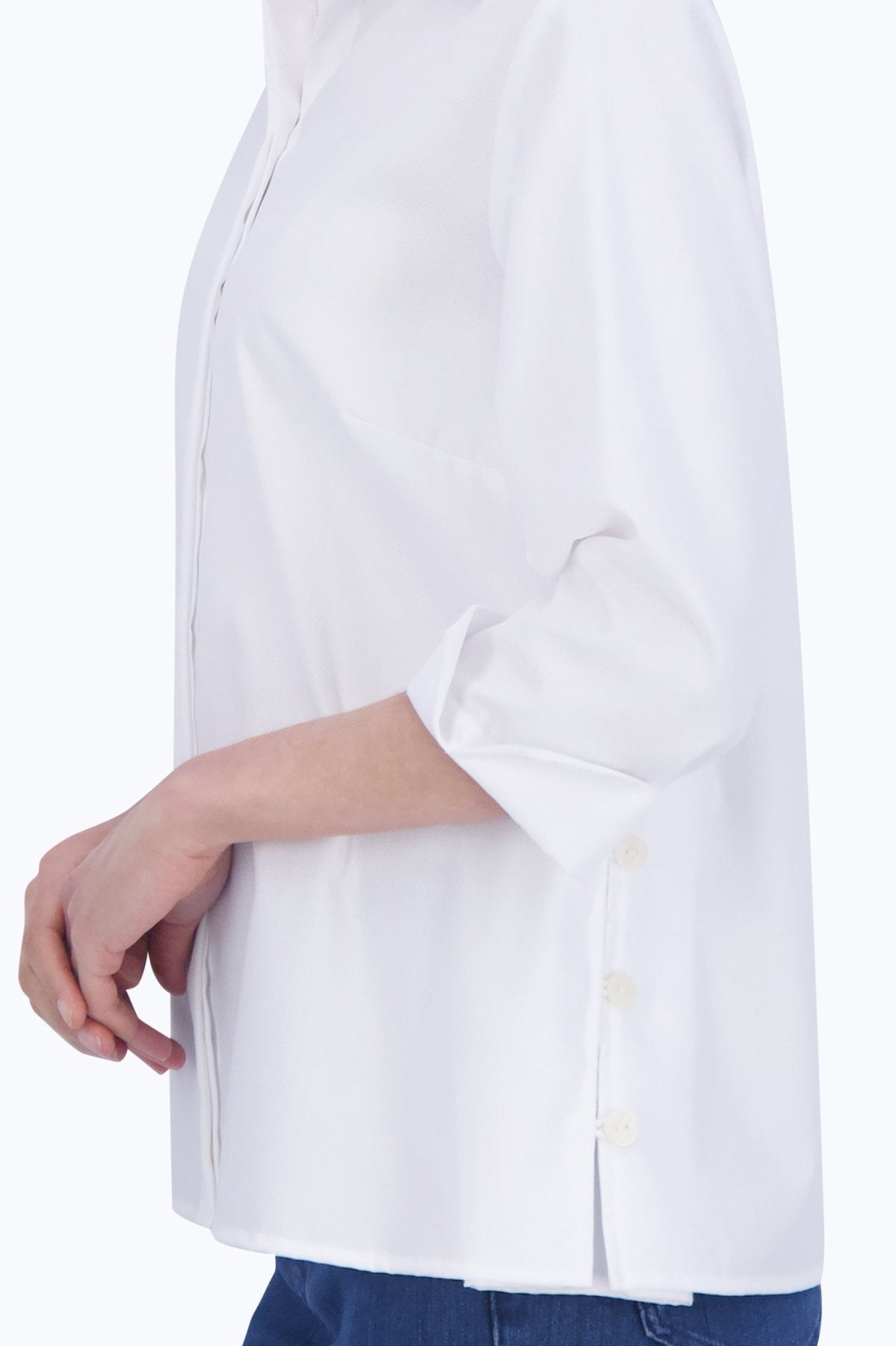 Beatrice No Iron Cavalry Twill 3/4 Sleeve Shirt for Women - Wrinkle-Free Office & Travel Blouse - Perfect for Business Casual & Professional Workwear