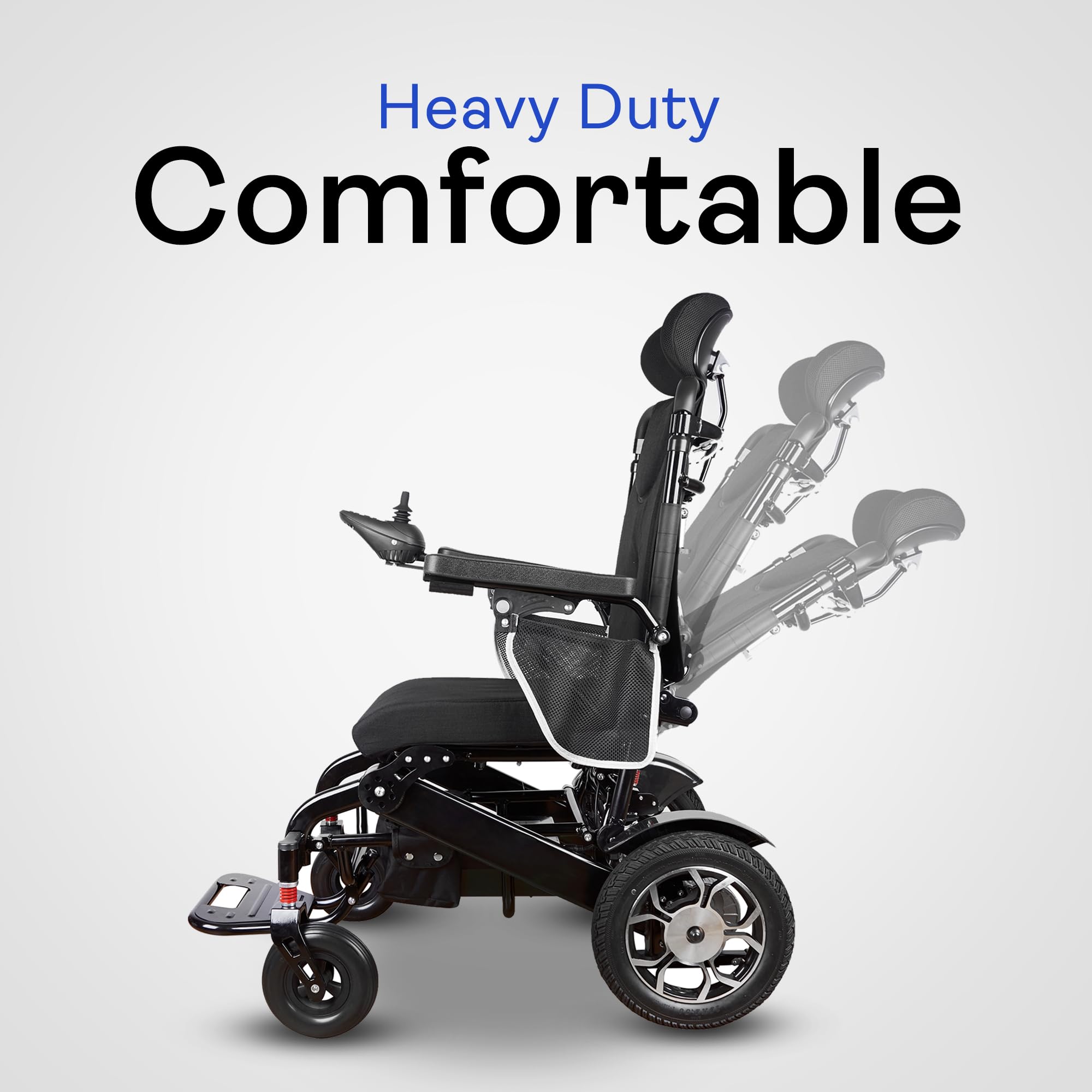 Shawk XL Lightweight Foldable Electric Wheelchair for Adults - 500W Motor, 330 lbs Weight Capacity, 13 Miles Range - Reclining & Portable Mobility Scooter (Black) | Ideal for Indoor/Outdoor Use, Travel & Daily Mobility Assistance