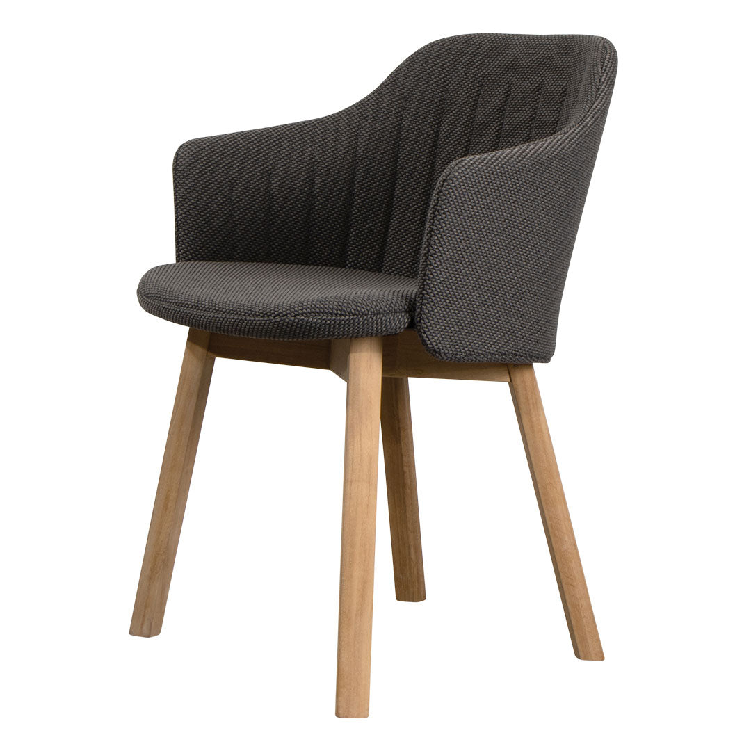 Premium Outdoor Patio Chair with Wood Base & Comfortable Back/Seat Cushion - Perfect for Garden, Deck, Poolside Relaxation and Backyard Lounging