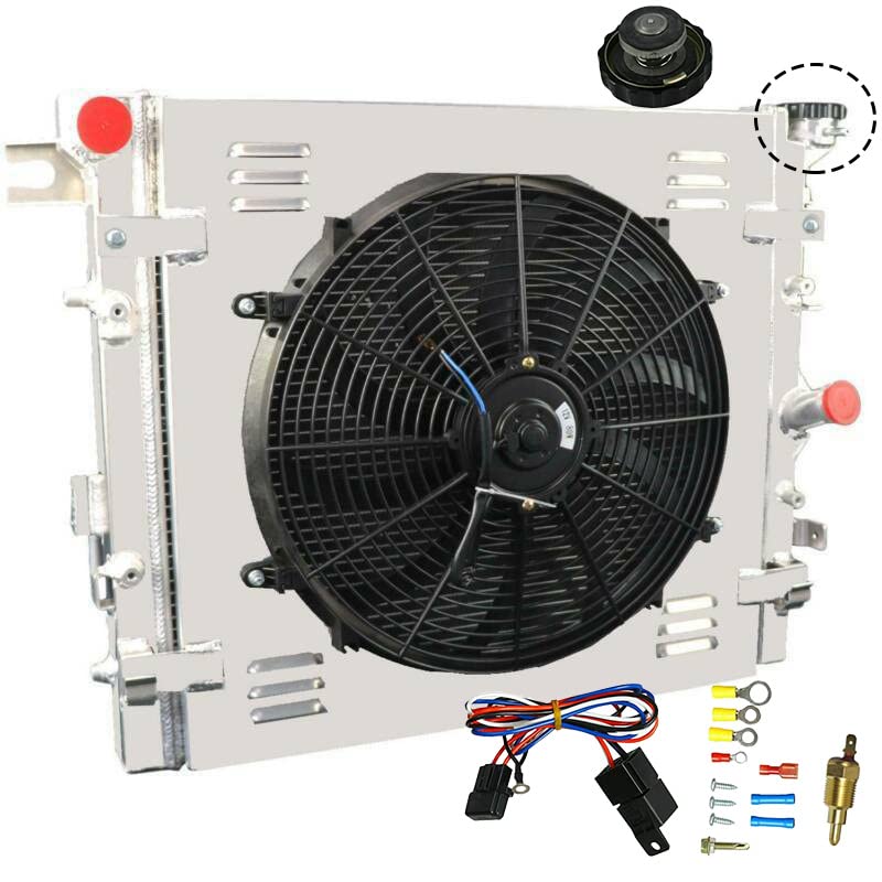High Performance 3-Row Aluminum Radiator for 2007-2018 Jeep Wrangler JK 3.6L/3.8L V6 Engine - Includes 16
