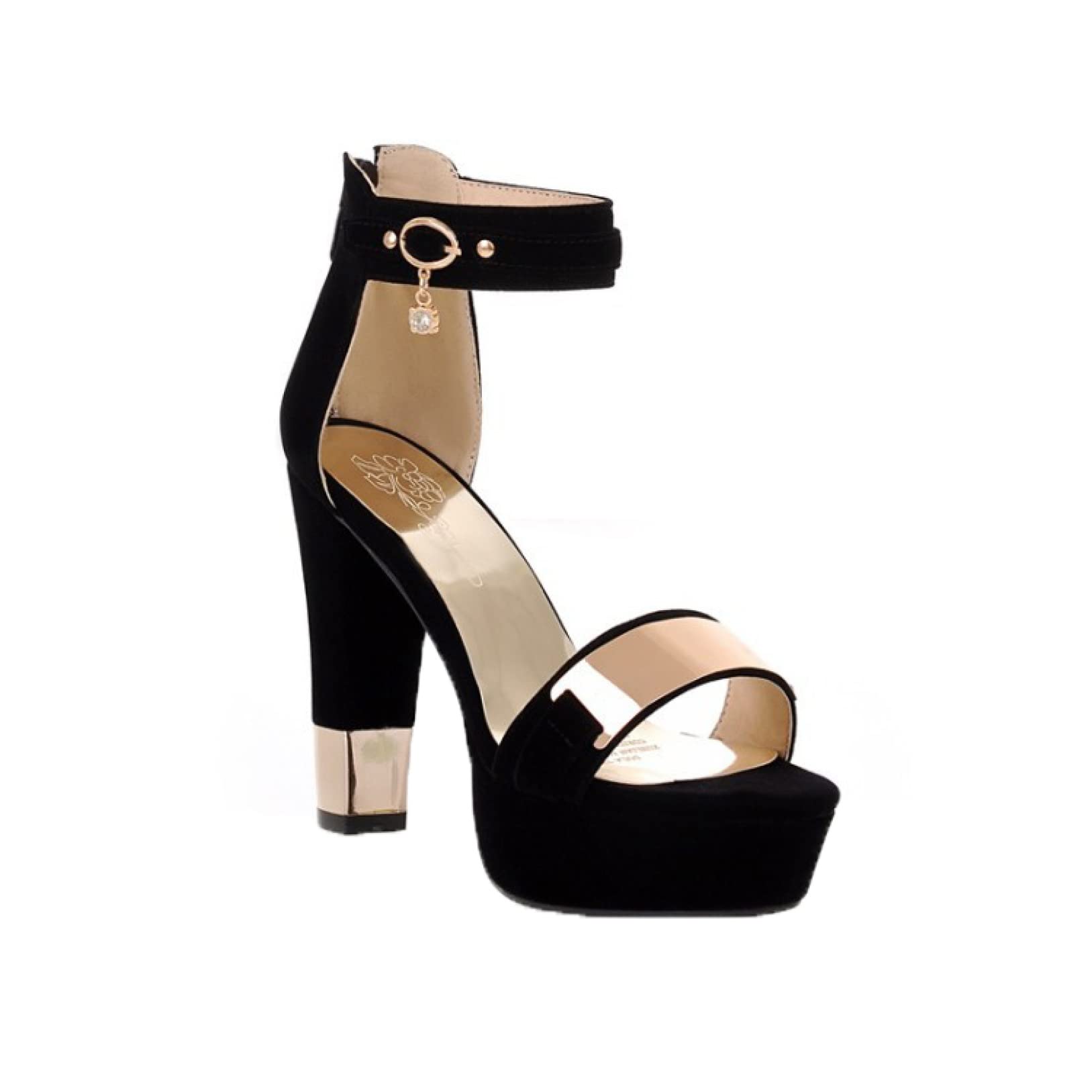 Women's Stylish Chunky High Heel Open Toe Sandals with Ankle Strap & Back Zipper - Platform Dress Shoes for Party, Wedding, Club & Evening Events