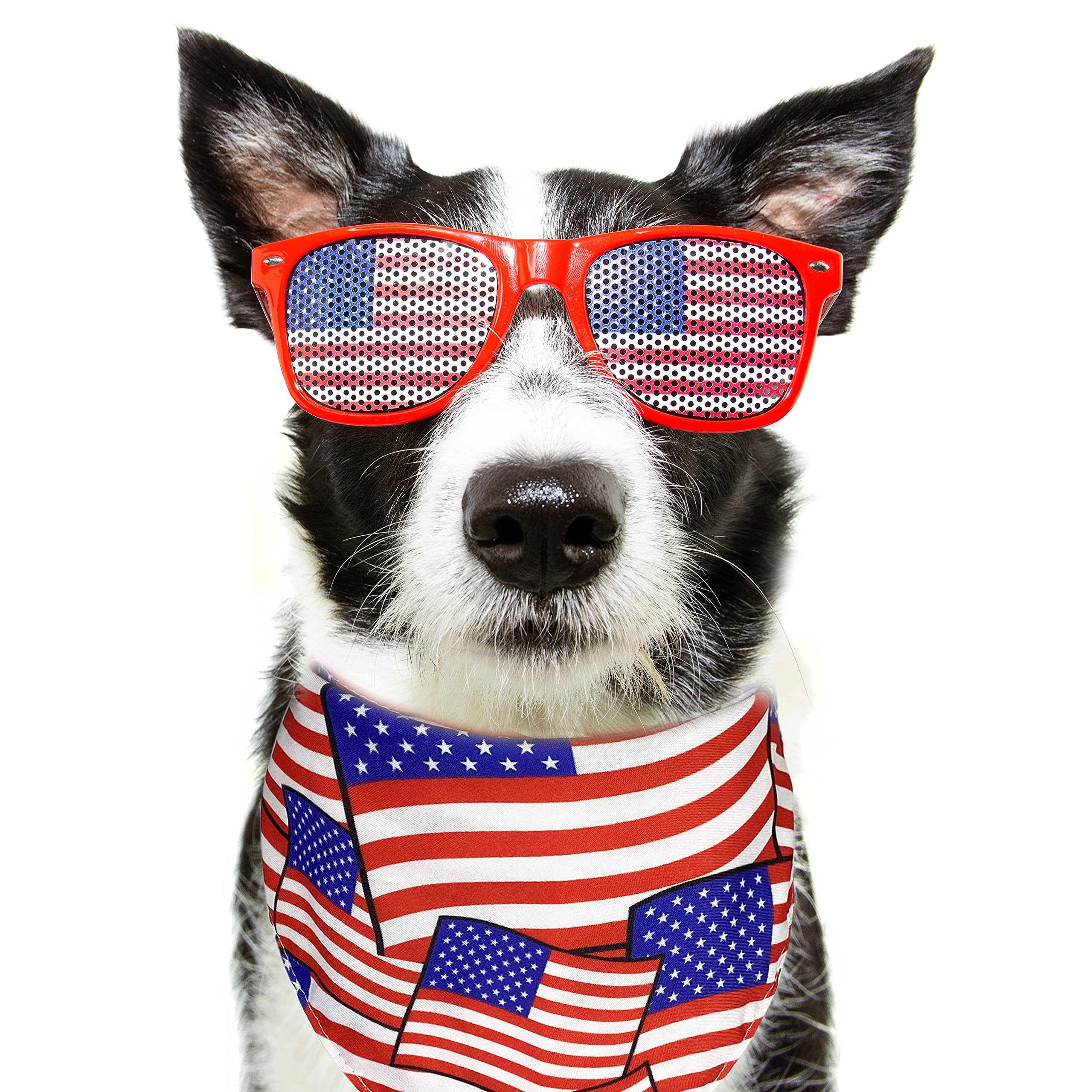 Pohshido 2 Pack Patriotic Dog Bandanas - 4th of July American Flag Pet Bandana for Small Medium Large Dogs & Cats (Freedom Stars/Old Glory) - Perfect for Independence Day Celebrations, Parades & Pet Photo Shoots