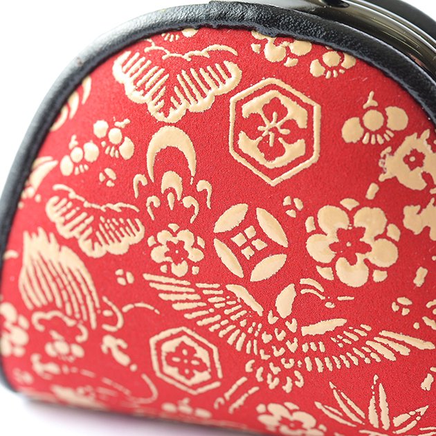 Japanese Koshu Inden Deerskin Leather Coin Purse with Urushi Lacquer Clasp - Red Good Luck Charm Wallet, Made in Japan, Traditional Gamaguchi Change Purse for Everyday Use, Travel & Gift Giving