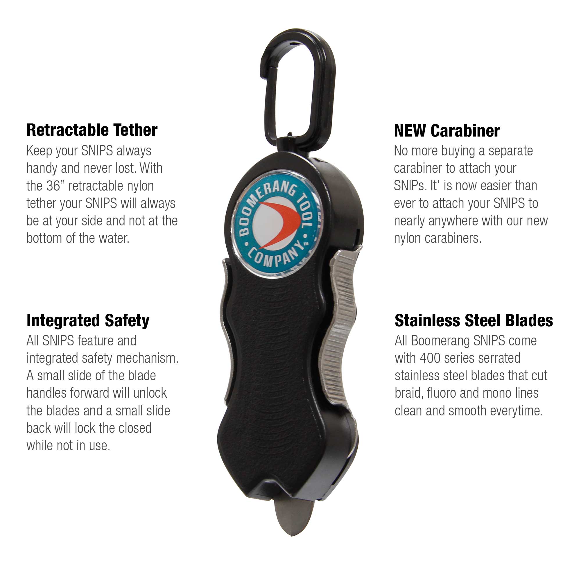 Boomerang Big Snip Braided Fishing Line Cutter - Heavy Duty Scissors for Saltwater & Freshwater Anglers - Perfect for Cutting Braid, Monofilament & Fluorocarbon Lines