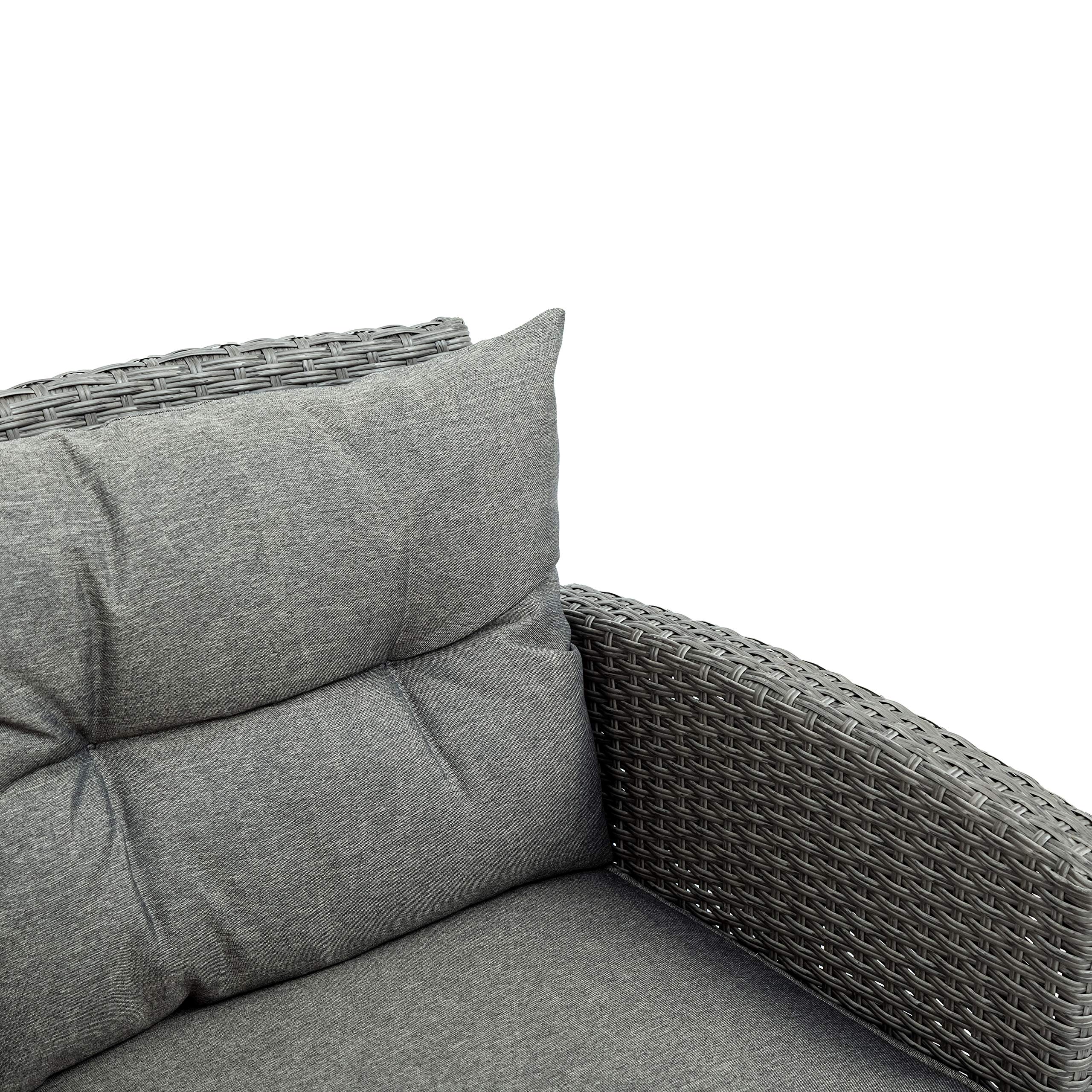3-Piece Outdoor Wicker Rocking Patio Furniture Set with Cushions & Glass-Top Coffee Table - Gray Rattan Garden Set for Backyard, Balcony, Porch - Perfect for Relaxing, Entertaining & Outdoor Lounging