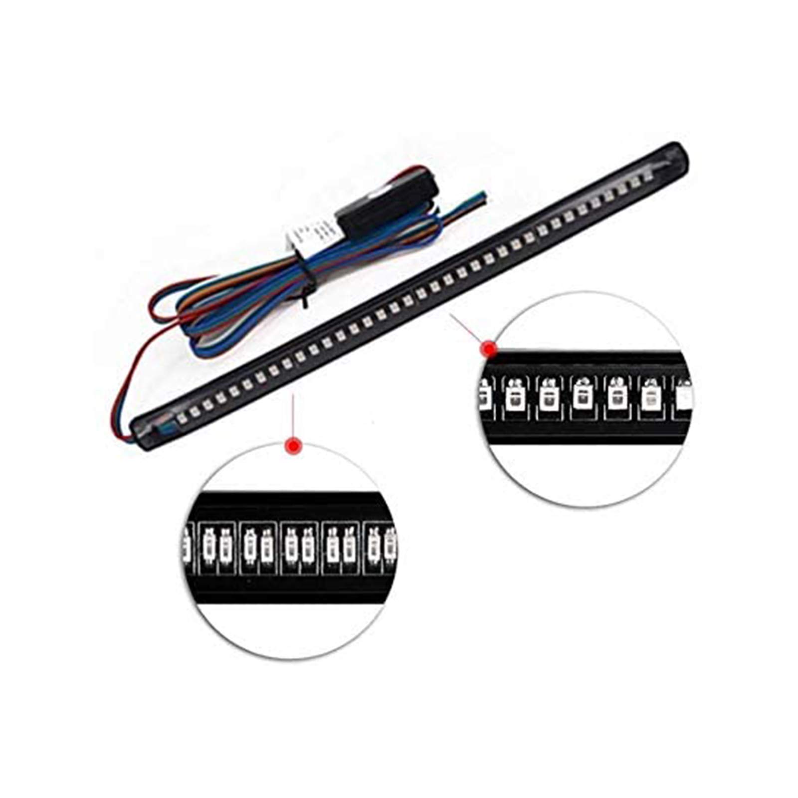 36 LED Universal Motorcycle Turn Signal Light Bar - Red Amber Sequential Blinker Strobe Brake Light, Waterproof Indicator Pilot Lamp for Bike Lighting | Perfect for Night Riding, Safety Warning & Custom Motorcycle Modifications