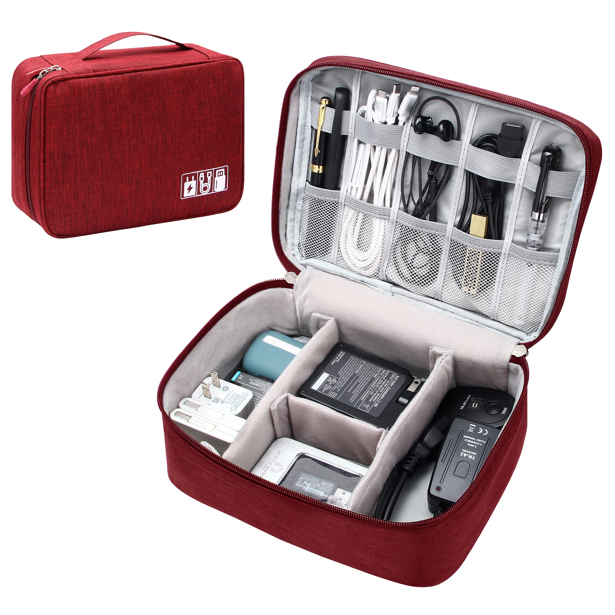 Waterproof Electronics Organizer Bag - Universal Travel Cable Storage Case for Chargers, Phones, USB Cables, SD Cards, Hard Drives & Power Banks | Perfect for Travel, Office & Home Organization