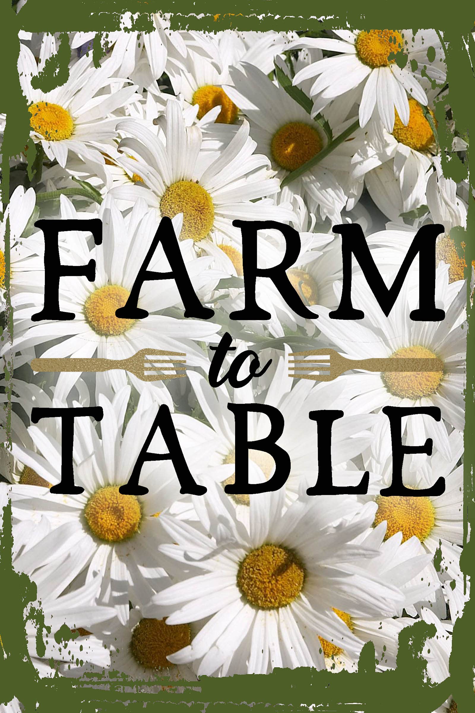 Farmhouse Daisy Flower Flat Canvas Wall Art - 12x16 Inch Rustic Kitchen Decor for Farm to Table, Cooking & Gardening Enthusiasts - Perfect Gift for Food Lovers & Outdoor Dining Decor