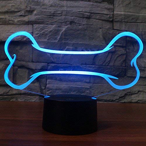 HPBN8 Ltd Creative 3D Dog Bone Night Light - USB Powered Touch Switch LED Desk Lamp with 7 Color Changing Modes | Optical Illusion Lamp for Kids Room, Nursery Decor, Christmas & Birthday Gifts