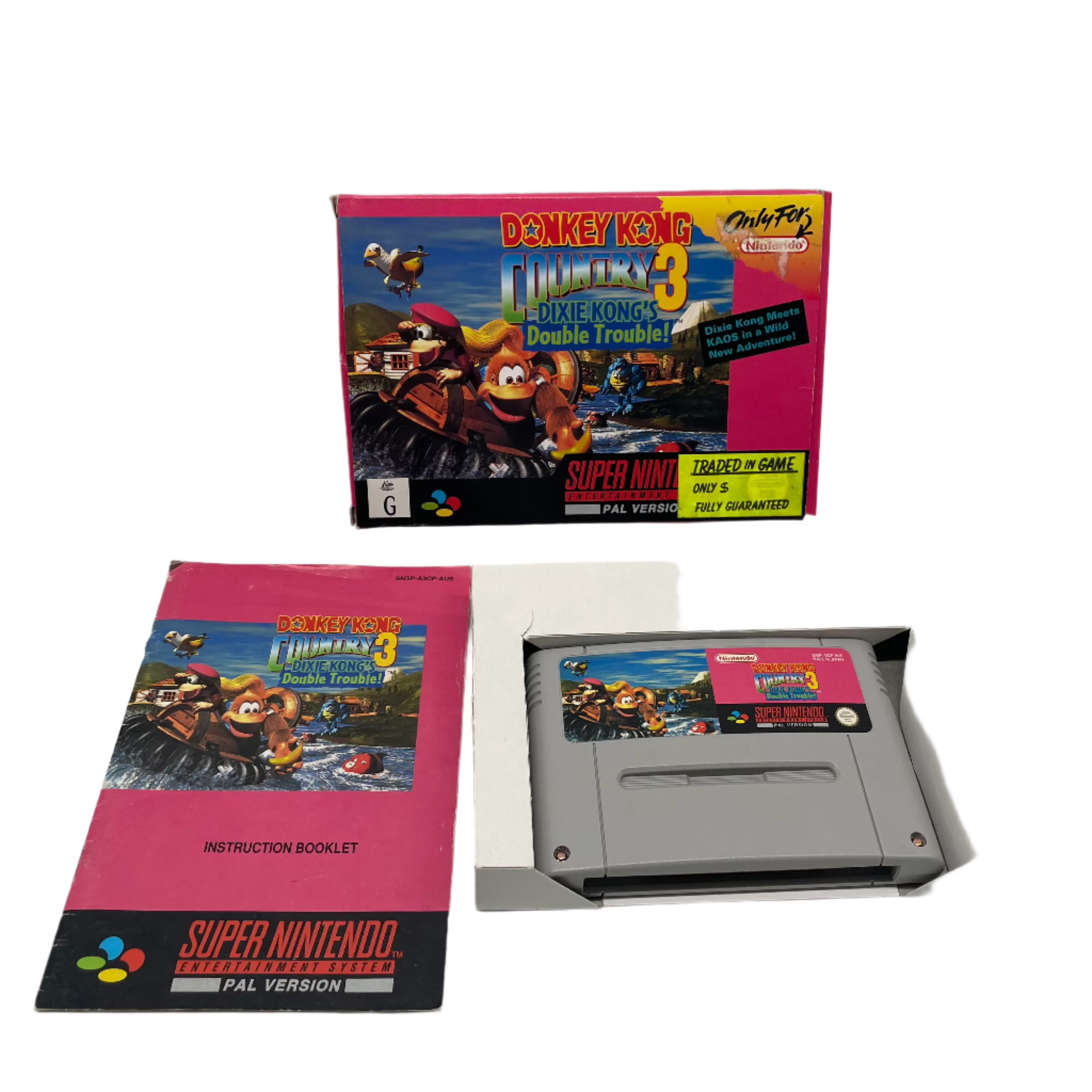 Donkey Kong Country 3 Dixie Kong's Double Trouble - Complete SNES Game Box Set for Super Nintendo Entertainment System | Retro Gaming, Collector's Item, 90s Nostalgia