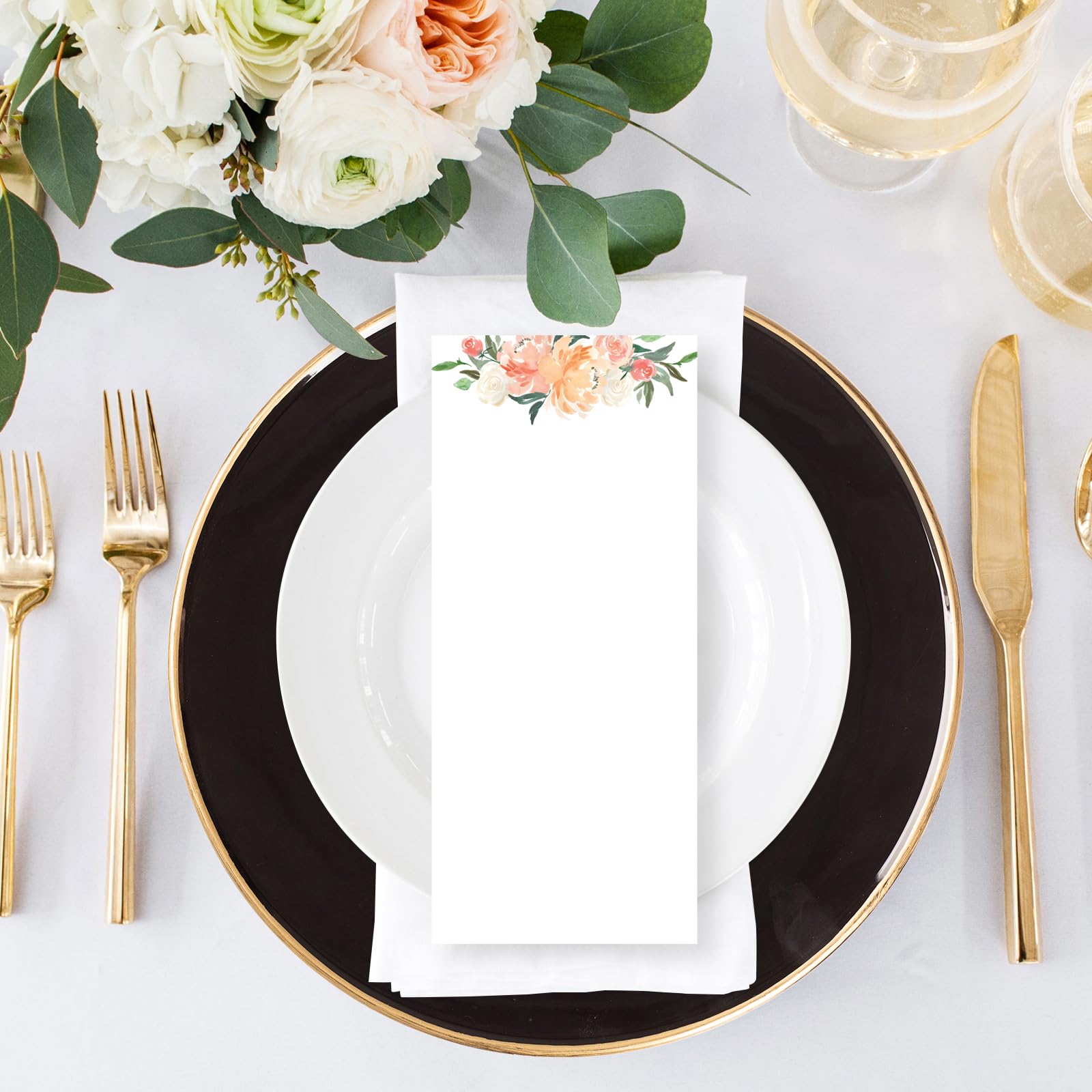 MAONAME 13-Inch Black Plastic Charger Plates with Gold Rim - Elegant Round Decorative Dinner Plates for Weddings, Parties, and Formal Dining - Set of 6 - Perfect for Table Settings, Buffets, and Special Occasions