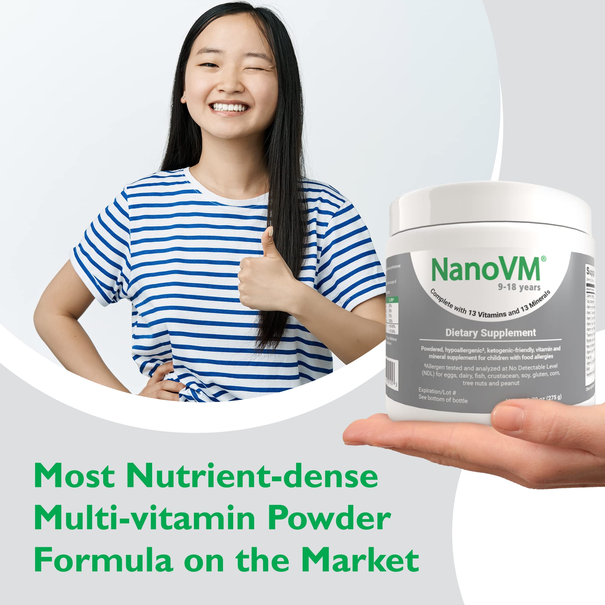 Allergen-Free Kids Multivitamin Powder for Ages 9-18 | Unflavored with 13 Essential Vitamins & 13 Minerals | Low-Carb Vitamin Supplement (275g) by Solace Nutrition | Perfect for Picky Eaters & Active Lifestyles