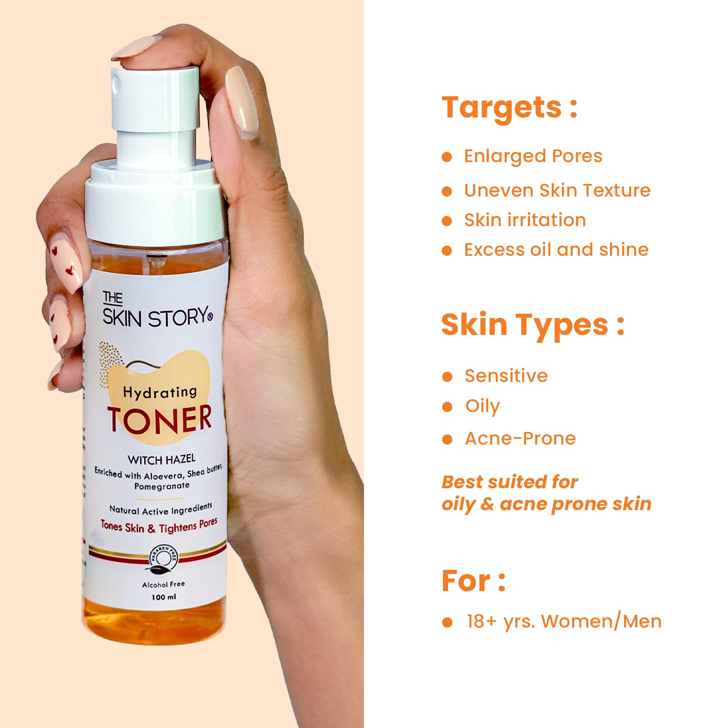 The Skin Story Hydrating & Pore Minimizing Toner 100ml - Witch Hazel, Pomegranate & Aloe Vera for Flawless, Glassy Skin | Smoother, Tighter & Radiant Complexion | Paraben-Free | Perfect for Daily Skincare Routine & Post-Cleansing Treatment