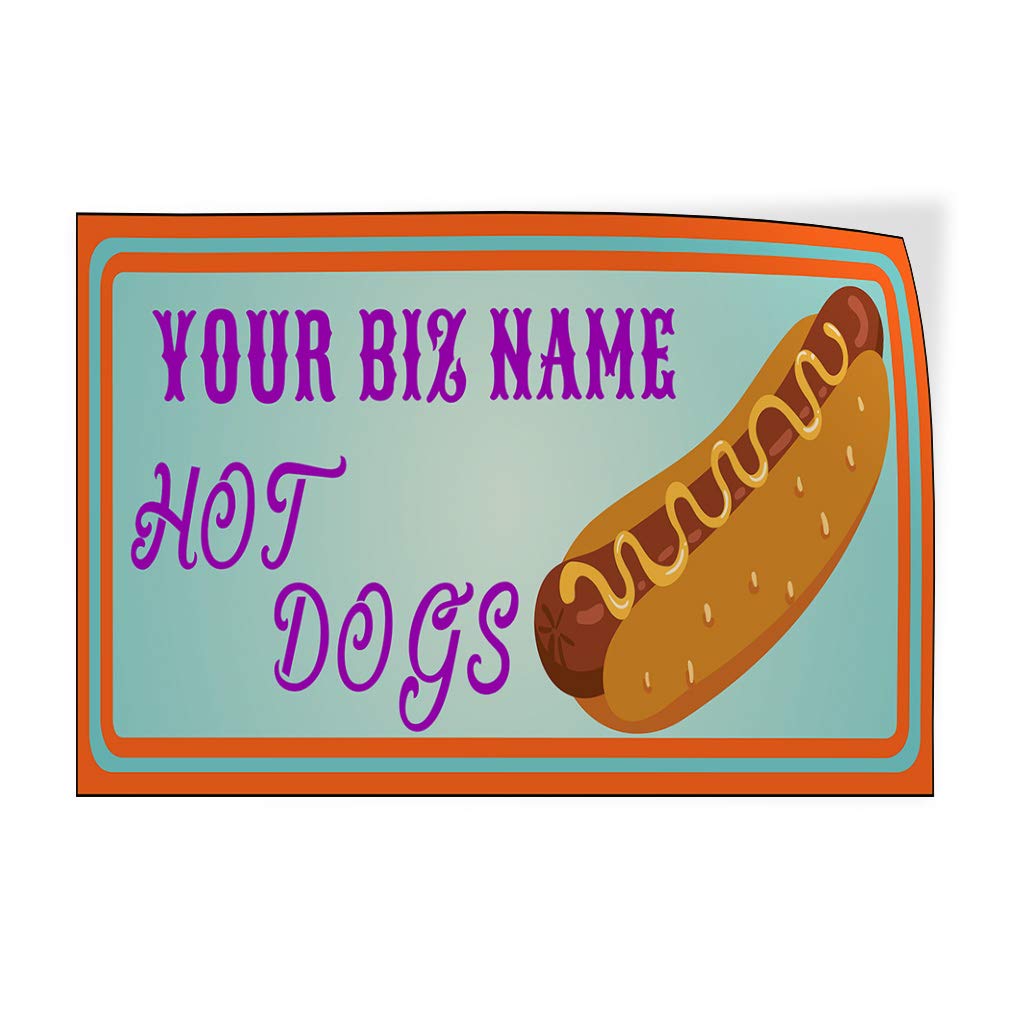 Custom Vinyl Door Decals - Business Name & Hot Dog Stickers (24x18 Inches, Set of 10) - Durable Outdoor Decals for Restaurants, Food Trucks, Cars & Luggage - Perfect for Branding & Advertising