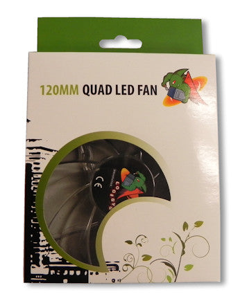 Logisys 120mm x 120mm x 25mm Green Quad LED Computer Case Fan - High Airflow Cooling for PC Gaming, Workstation & Home Office Use