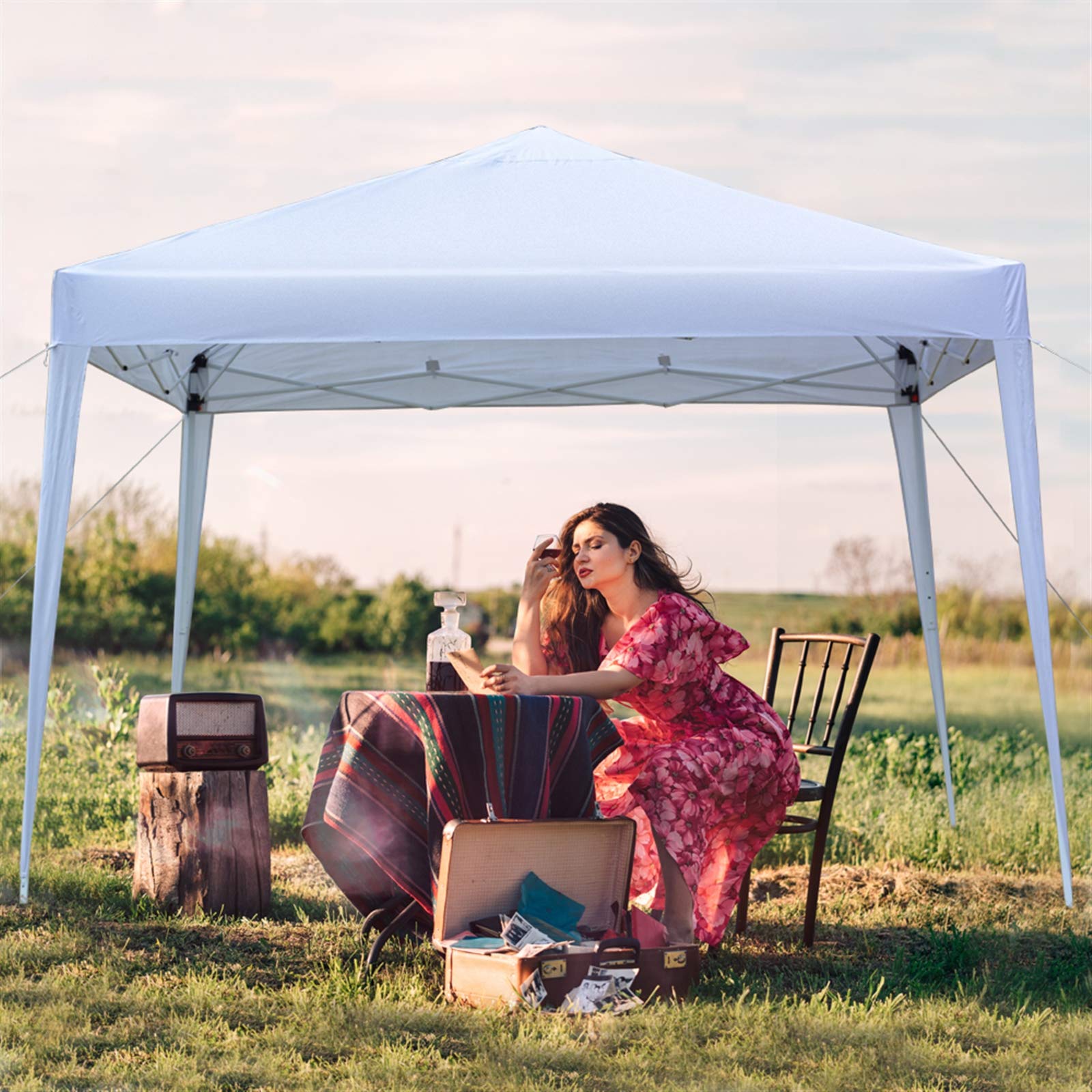 10' x 10' Pop Up Canopy Tent with Sidewalls & Carry Bag - Instant Shelter with Zipper Door - Portable Easy Setup Outdoor Canopy for Parties, Events, Backyard, Patio & Commercial Use - Perfect for Picnics, Camping, Farmers Markets & Outdoor Gatherings