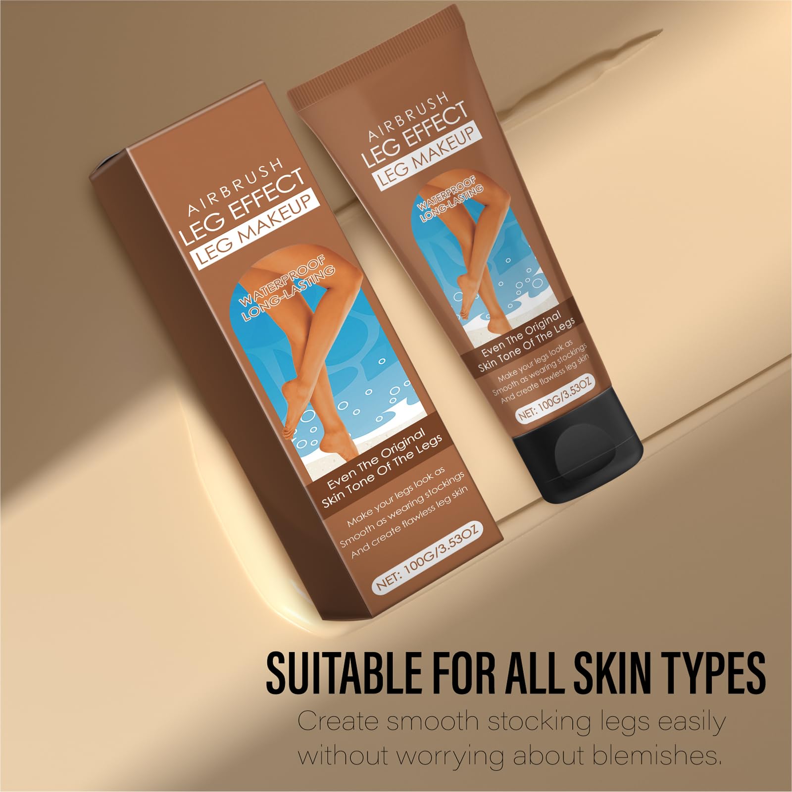 Waterproof Leg Makeup for Varicose Veins & Scar Cover - No Transfer, Tattoo Concealer for Black Skin (Medium Glow) - Perfect for Weddings, Photos & Everyday Wear