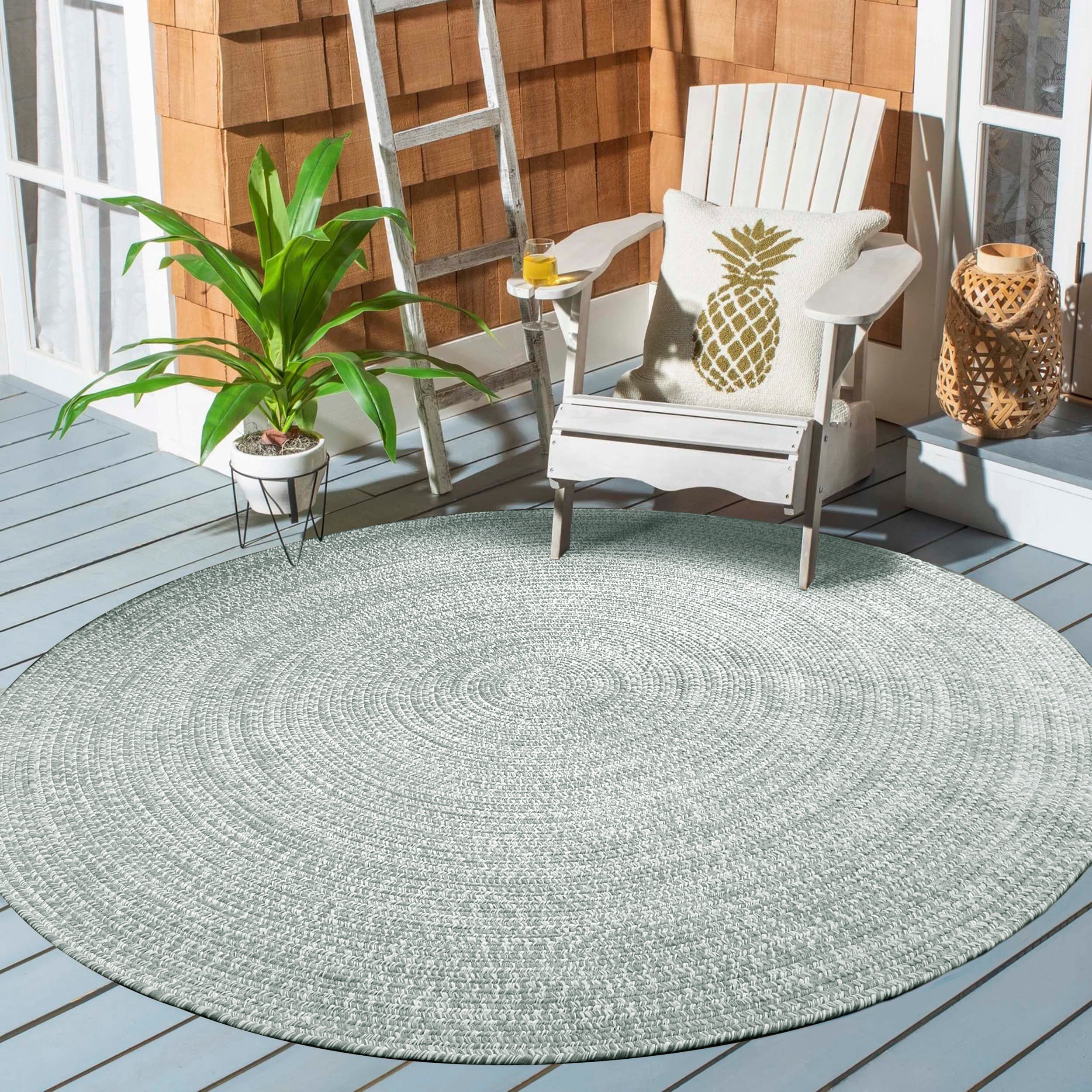 Reversible Braided Area Rug - 2-Tone Indoor/Outdoor Rug for Living Room, Bedroom, Patio & Deck - Non-Slip Durable Floor Mat for Home Decor