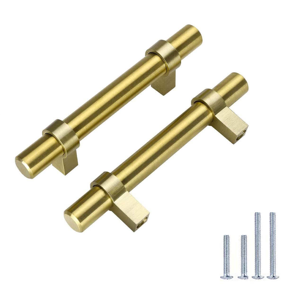 10 Pack Peaha Gold 3 Inch Drawer Pulls - Brushed Brass Cabinet Handles for Kitchen & Filing Cabinets - 5 Inch Overall Length - Modern Hardware for Home & Office Storage (LST16GD76)
