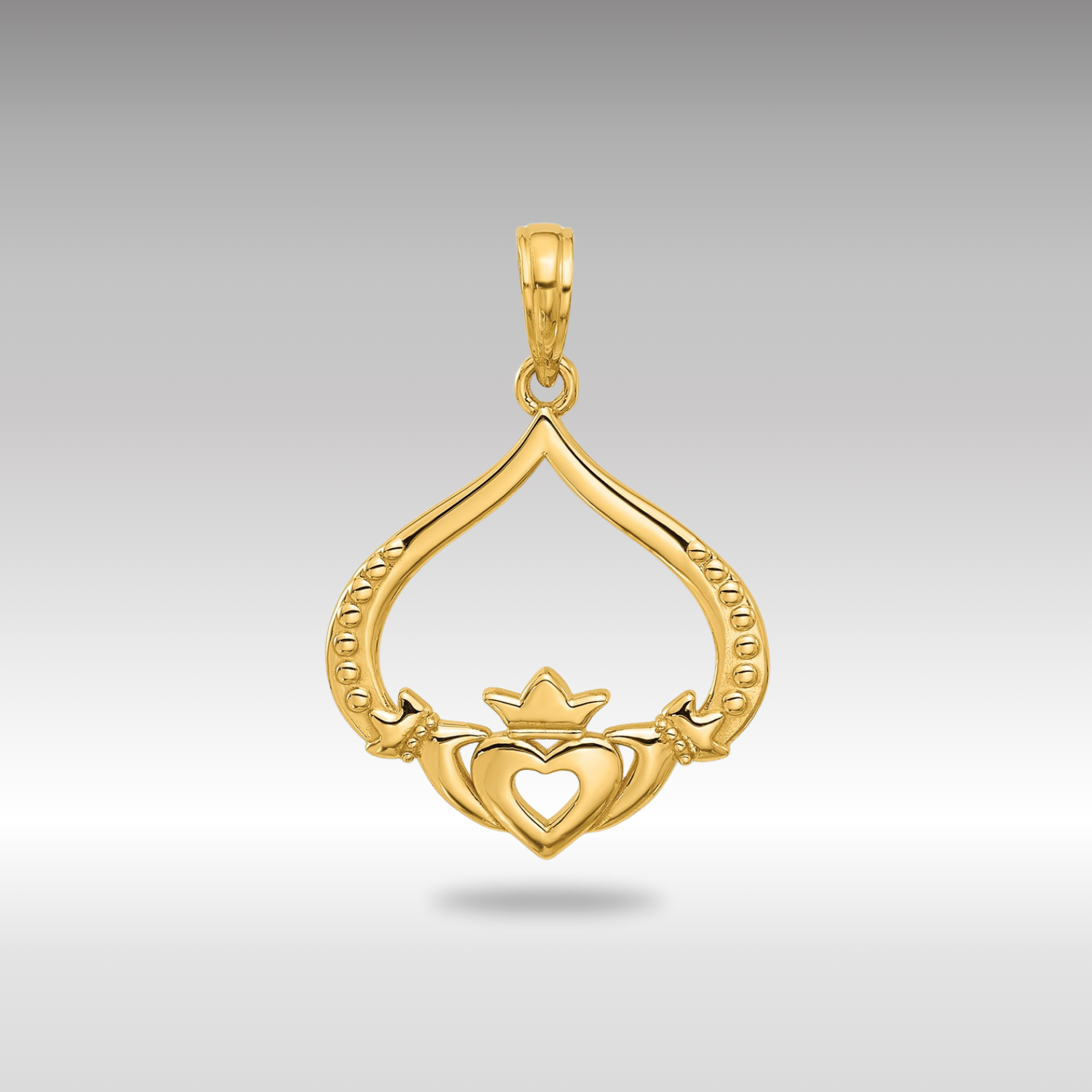 Gold Polished Claddagh Pendant Necklace - Model D5574 | Irish Love Friendship Loyalty Jewelry Gift for Women - Perfect for Weddings, Anniversaries & St. Patrick's Day
