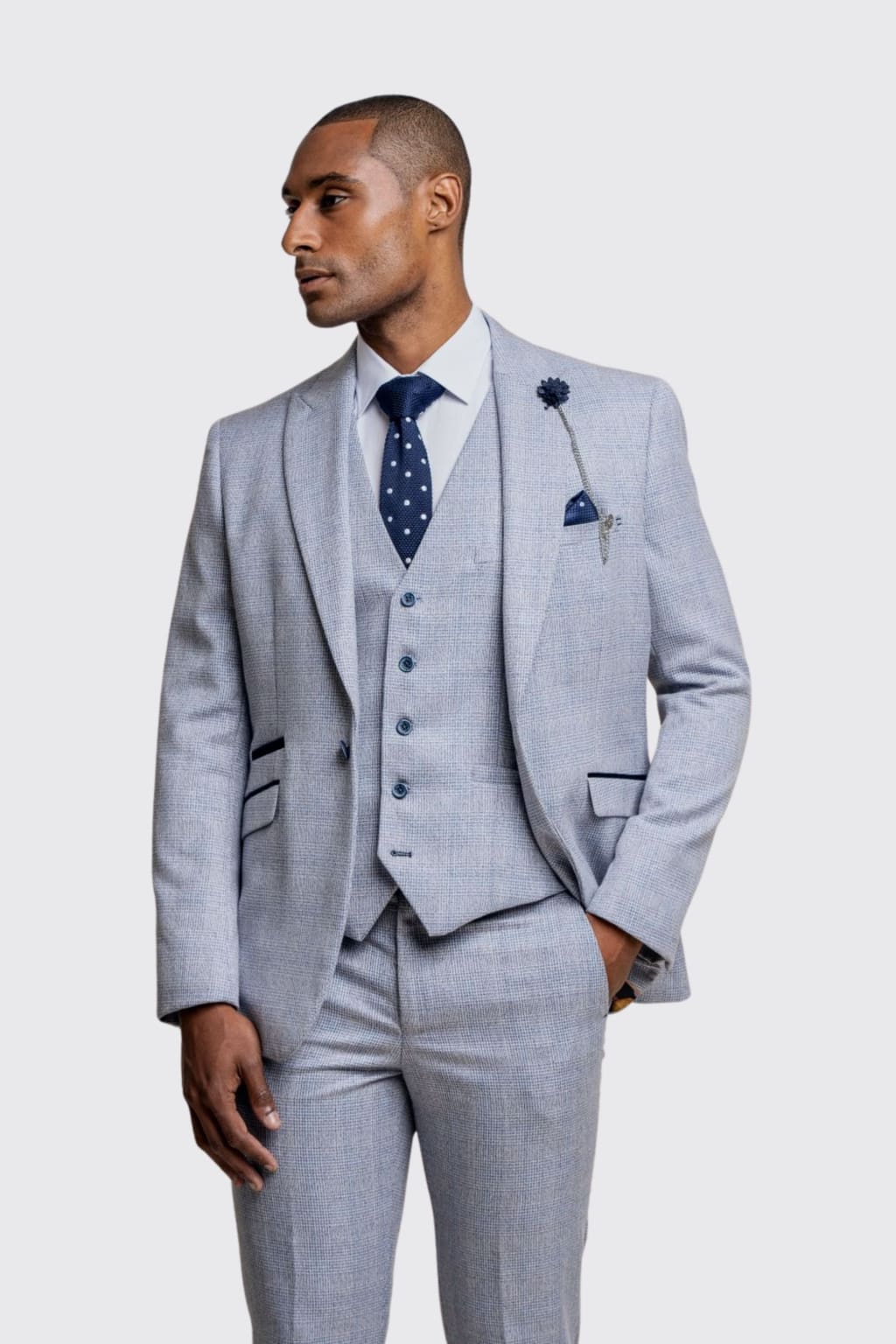 Cavani Caridi Men's Sky Slim Fit Tweed Check Blazer Jacket - Formal Business Suit for Office, Wedding & Special Occasions