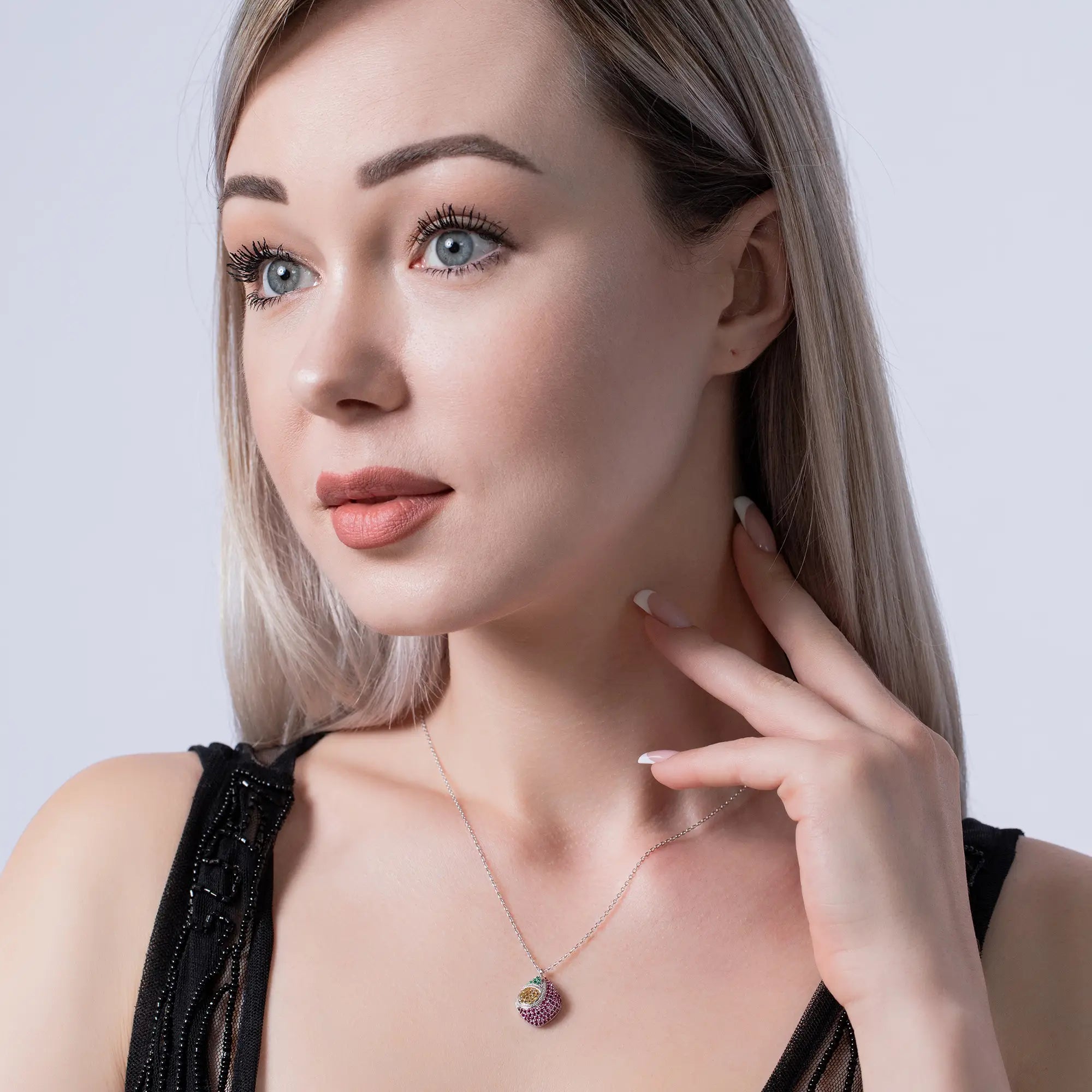 Genuine Multicolor Gemstone Necklace with Sterling Silver Chain - Perfect for Gifts, Parties & Everyday Elegance