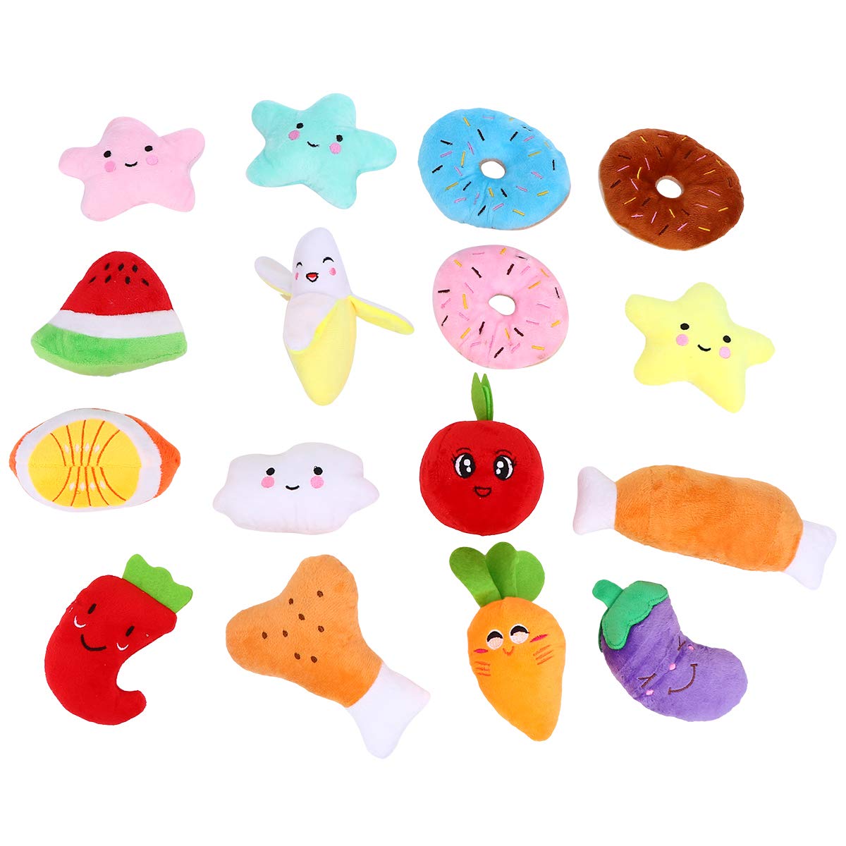 16-Piece Squeaky Plush Dog Toys for Small & Medium Dogs - Soft Chew Toys for Puppies with Random Patterns - Perfect for Indoor Play, Training Rewards & Teething Relief
