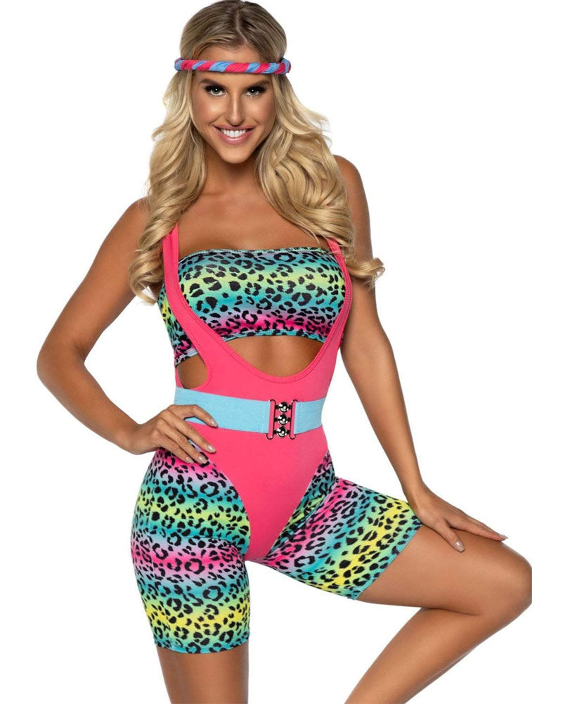 80s Cardio Cutie Women's Retro Workout Costume - Vintage Aerobic Dance Outfit for 80s Theme Party, Halloween & Cosplay