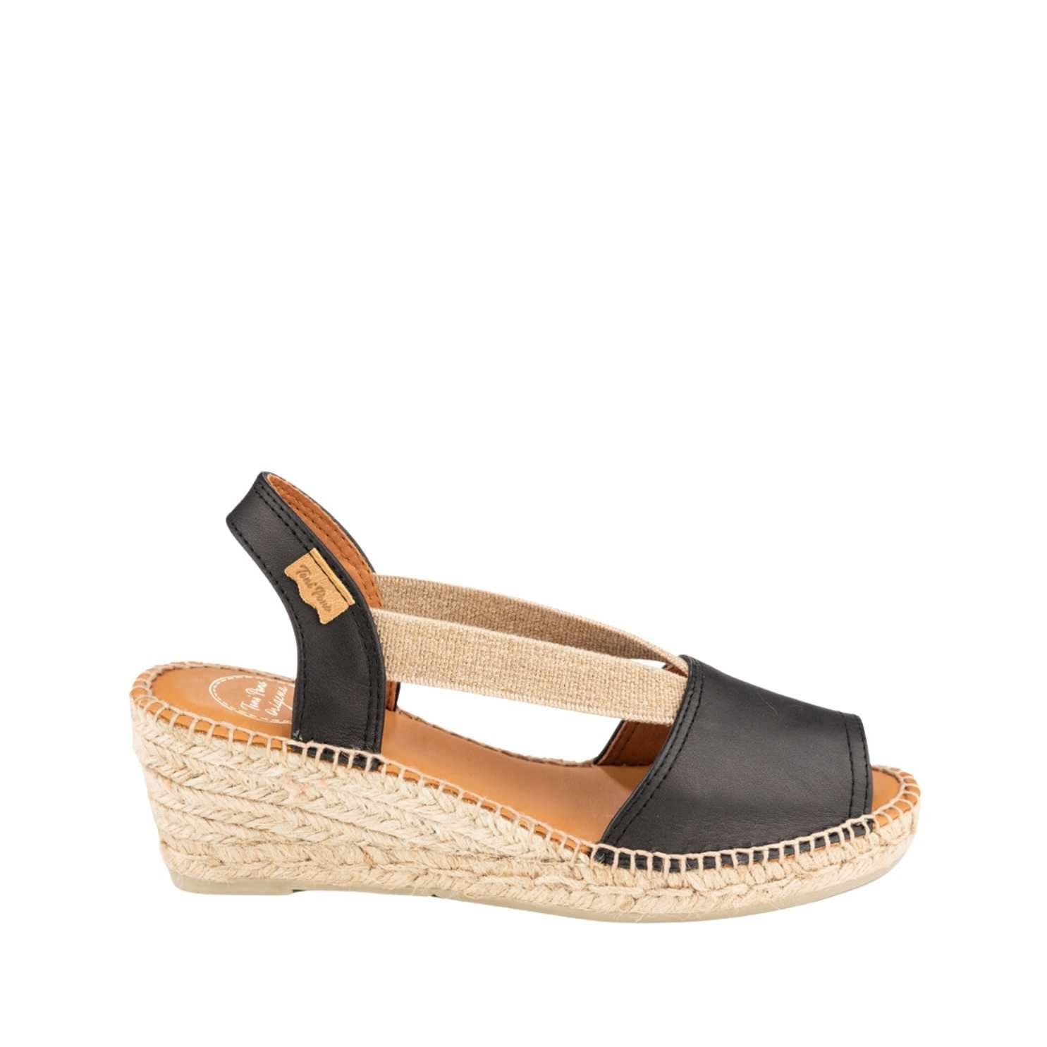 Women's Plain Leather Wedge Espadrilles - Comfortable Summer Sandals for Beach, Vacation & Casual Outings | Teide P Collection