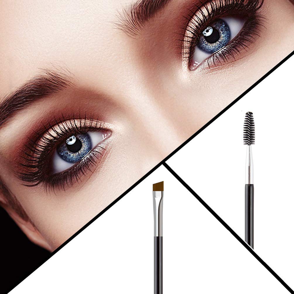 Professional MeeTo Dual Ended Flat Detail Brush - Precision Thin Concealer & Definer Brush for Shaping, Blending & Contouring | Includes Spoolie for Eyebrows, Eyeliner & Eyelash | Perfect for Makeup Artists & Beauty Enthusiasts | Ideal for Everyday Makeup & Professional Salon Use