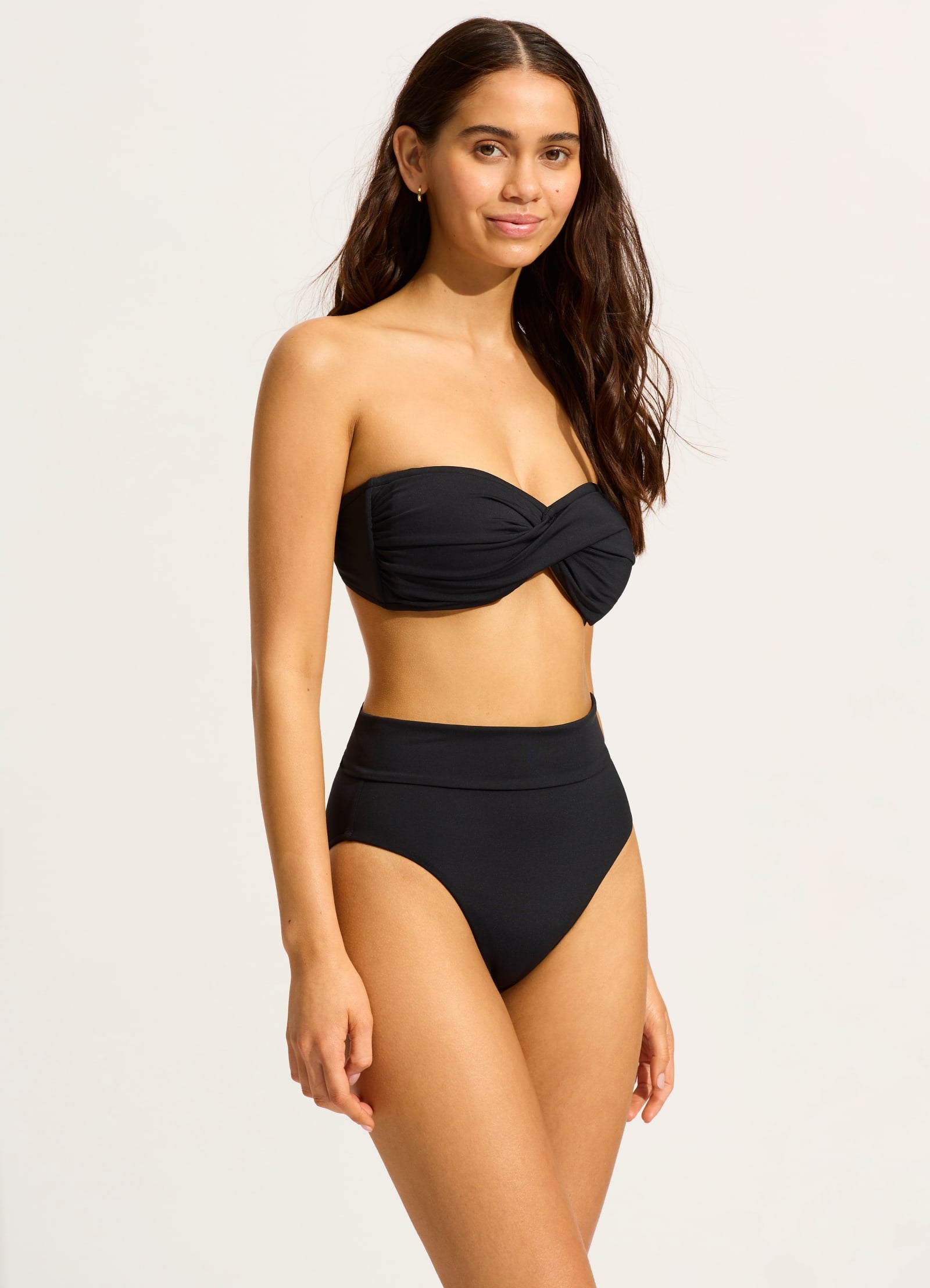 Seafolly Collective Twist Bandeau Bikini Top - Black | Women's Swimwear for Beach Vacation & Pool Party
