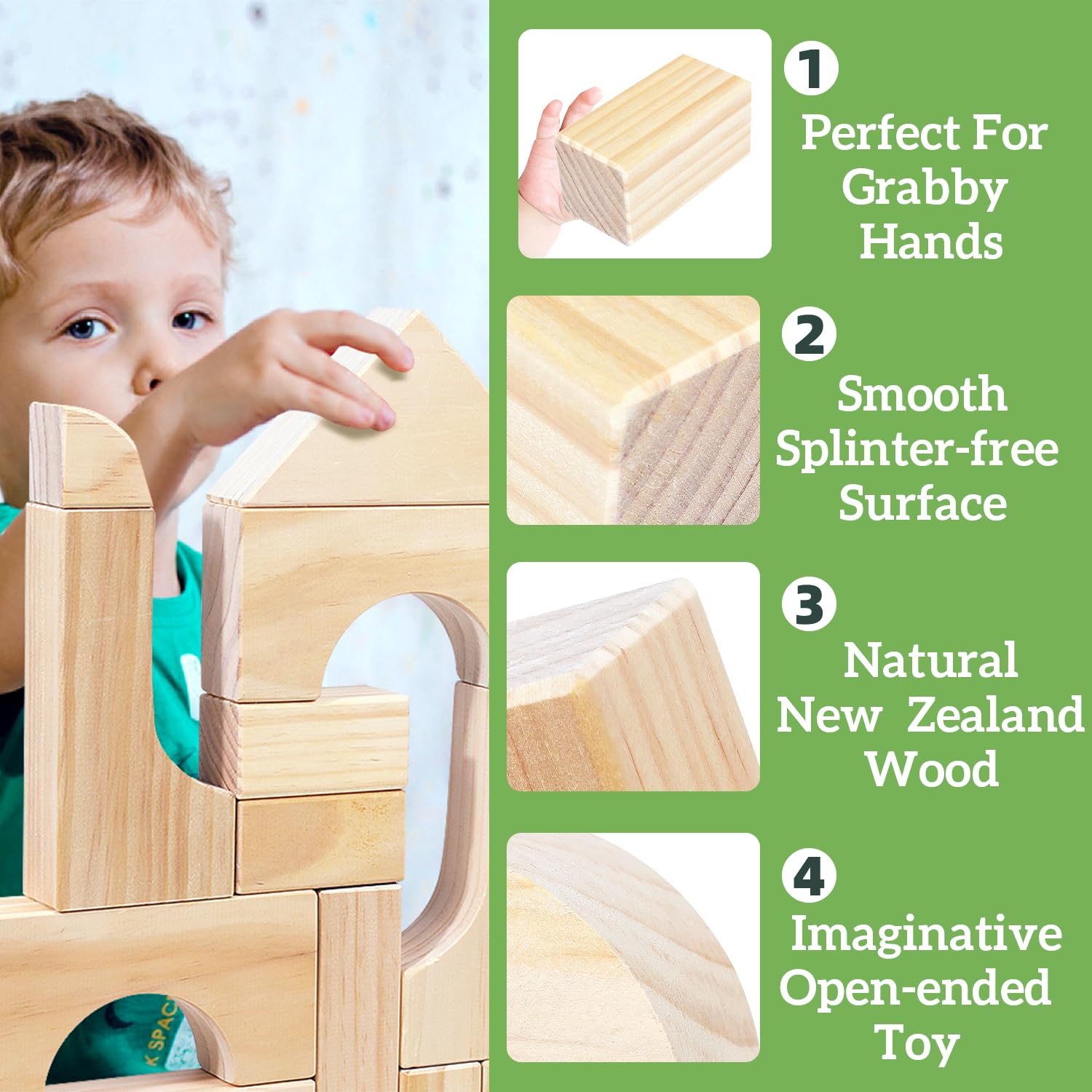 Large Wooden Building Blocks Set - Educational Preschool Learning Toys with Storage Box, STEM Stacking Toys for Toddlers Ages 3+ | Perfect for Classroom, Birthday Gifts & Creative Play
