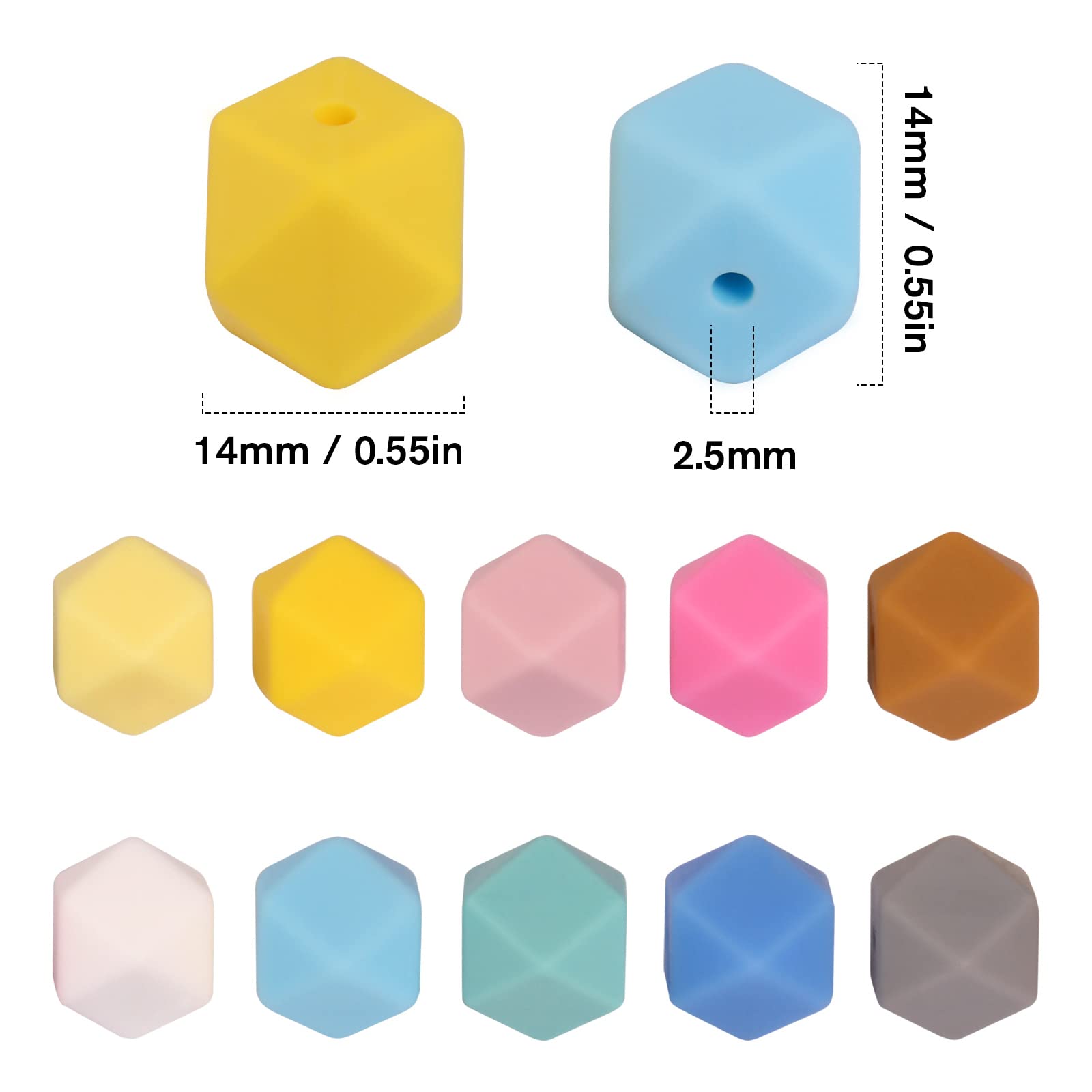 14mm Hexagon Silicone Beads Bulk - 60PCS for DIY Jewelry Making & Keychains