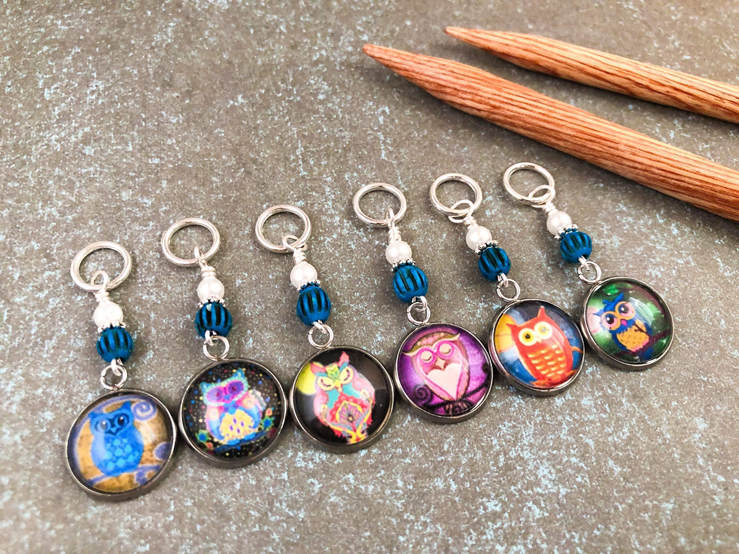 Owl Stitch Markers for Knitting & Crochet - Cute Handmade Knitting Accessories - Perfect Gift for Knitters - Great for Counting Stitches & Marking Rows in DIY Yarn Projects