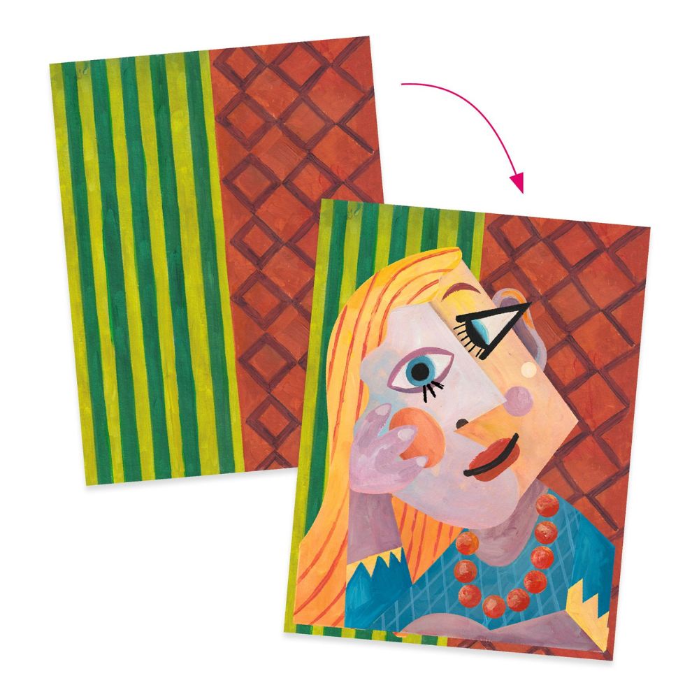 Pablo Picasso Inspired Collage Art Kit with Stickers - Creative DIY Craft for Kids & Adults, Perfect for Home Decor, School Projects & Gift Giving