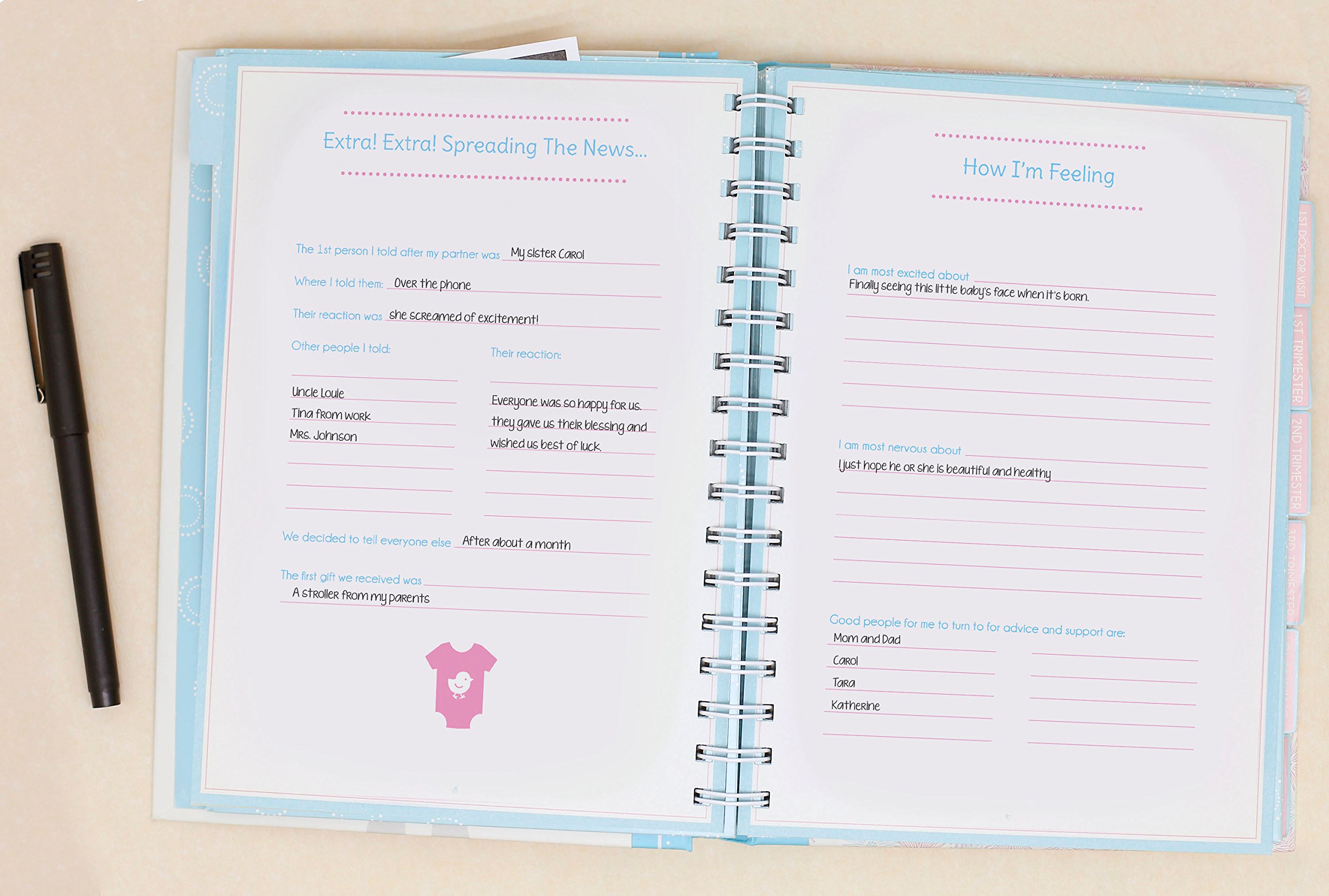 Pearhead Pregnancy Journal - Blue & Pink Baby Memory Book for Expecting Moms | Perfect for Pregnancy Milestones, Ultrasound Photos & Baby Shower Gifts