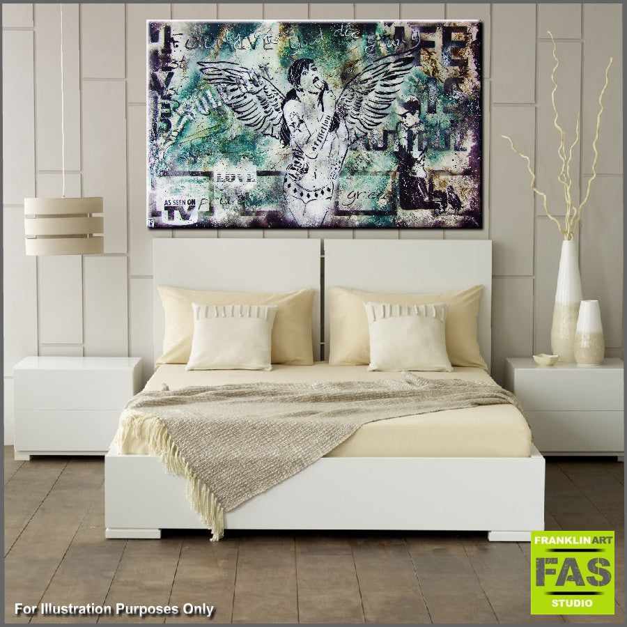 Urban Pop Nude Green Lollipop Angel Art Print - Modern Home Decor for Living Room, Bedroom & Office Wall Art
