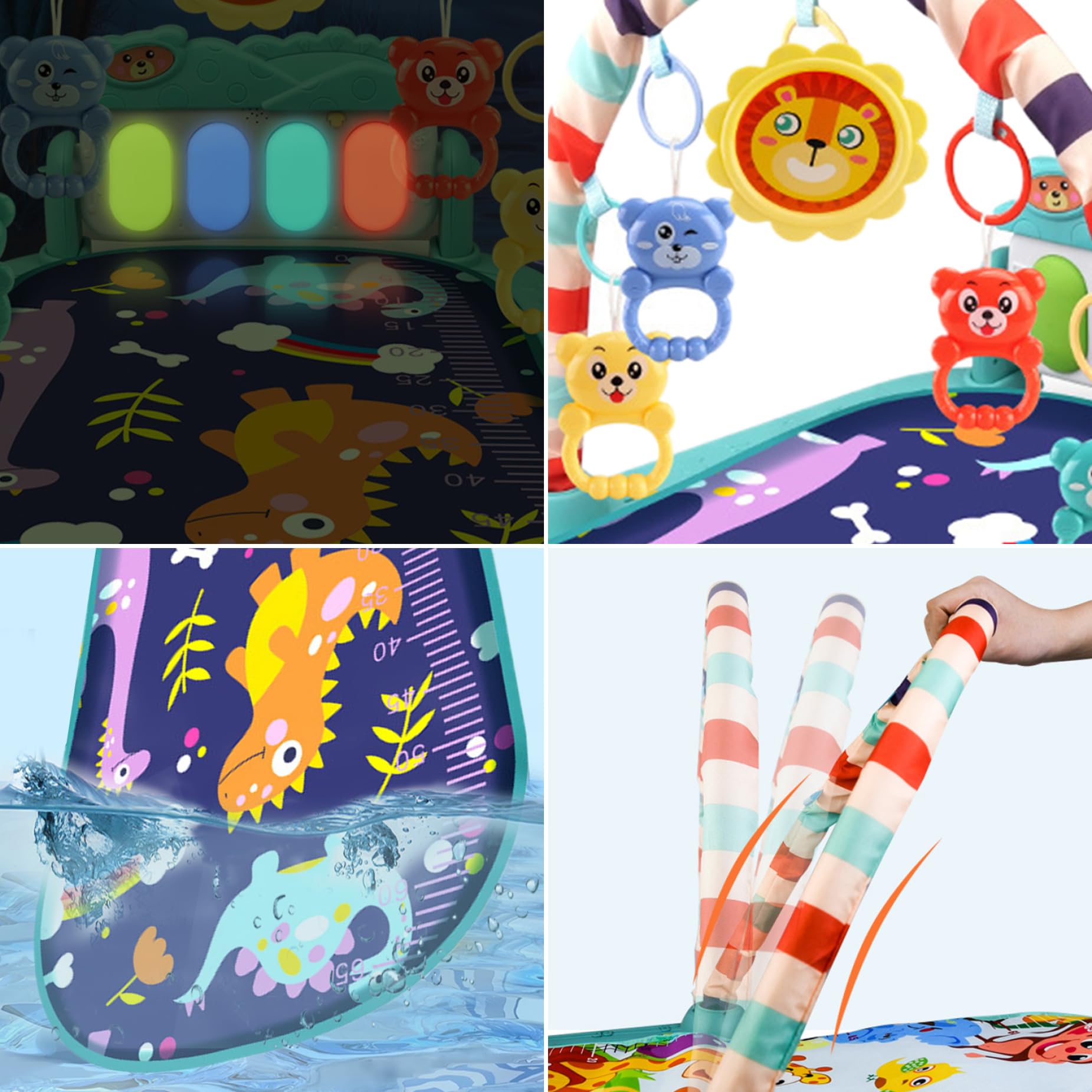 Soft Baby Play Mat with Music & Lights - Detachable Baby Gym for 0-36 Months | Early Educational Floor Mat with Rattles & Toys | Perfect Gift for Newborns & Toddlers | Great for Tummy Time, Crawling & Sensory Development
