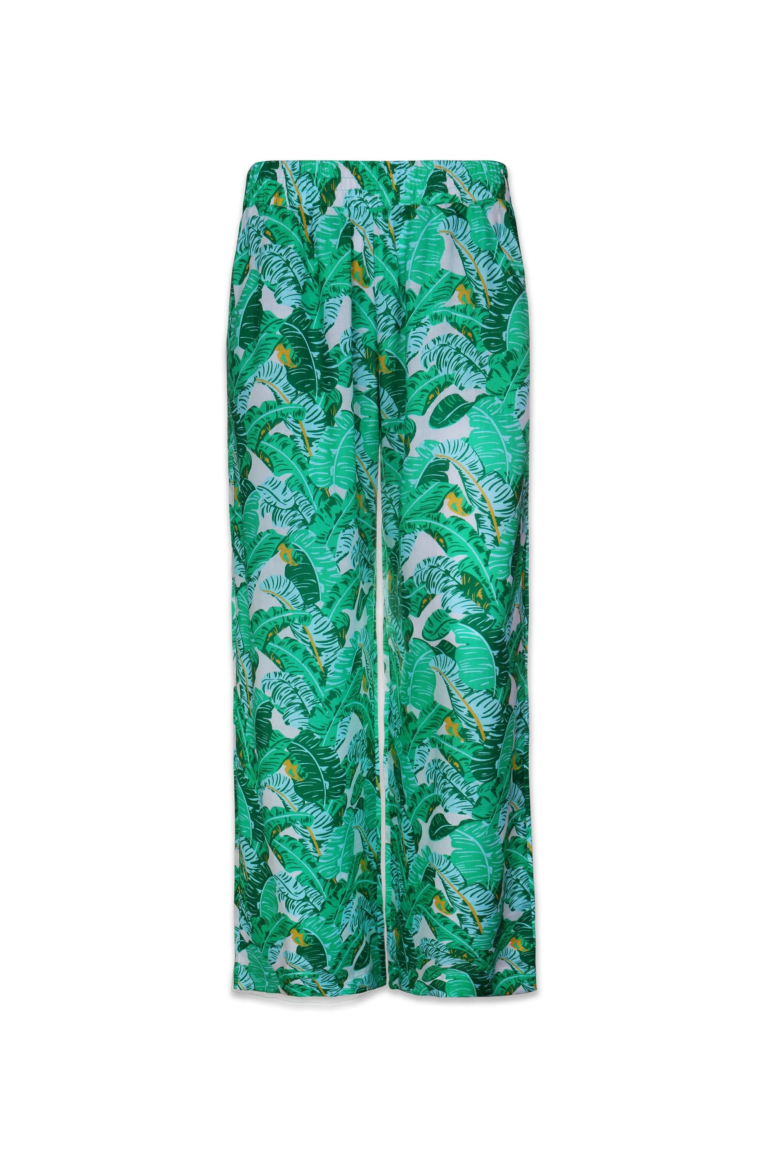 Lauren Pants for Women - Stylish Banana Leaf Print High Waisted Trousers | Perfect for Casual Wear, Office Outfits & Summer Vacations