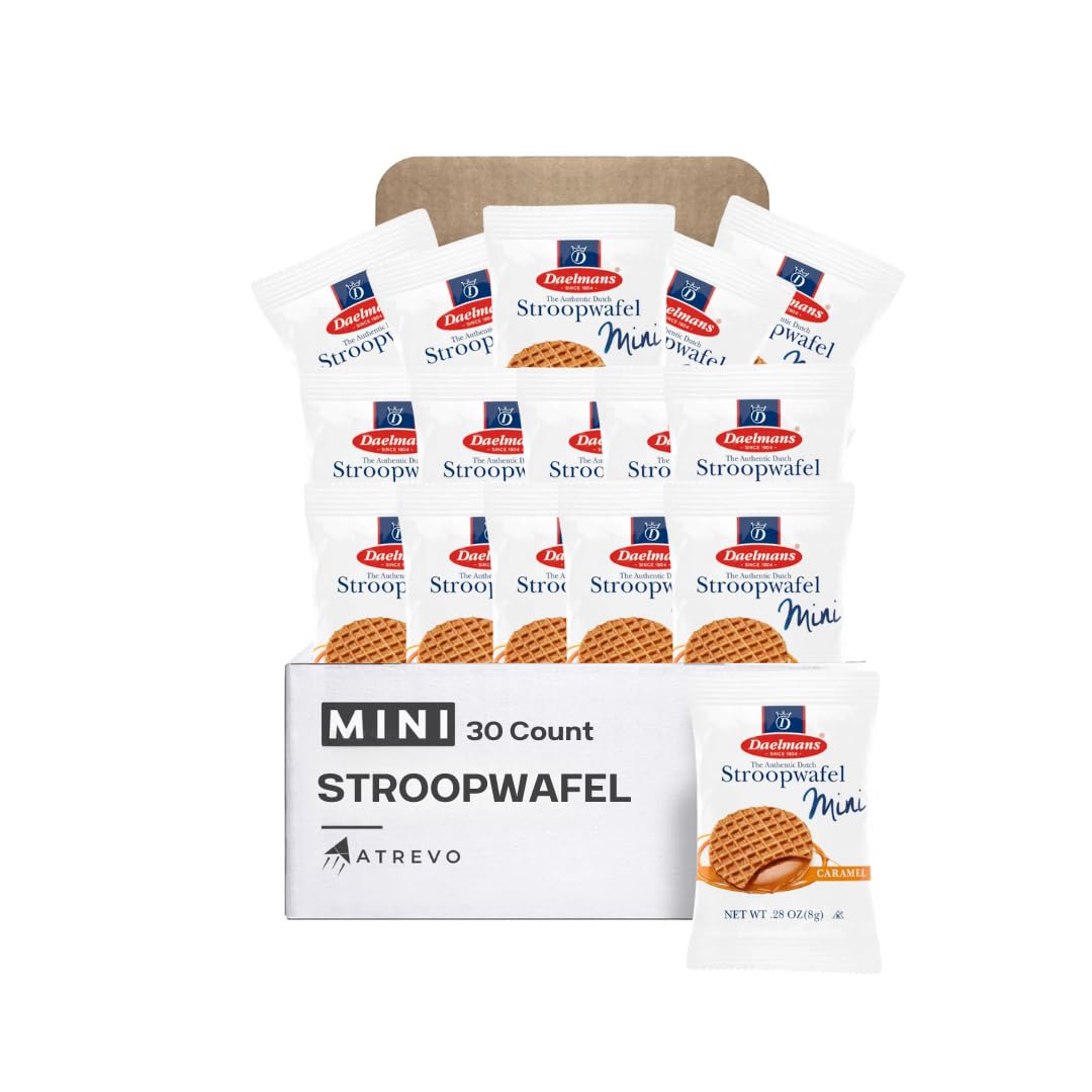 Original Dutch Mini Stroopwafel Caramel Waffle Cookies - 30 Individually Wrapped Pieces (0.28 Oz Each) | Made in Holland | Perfect for Coffee Pairing, Snacking & Gift Giving