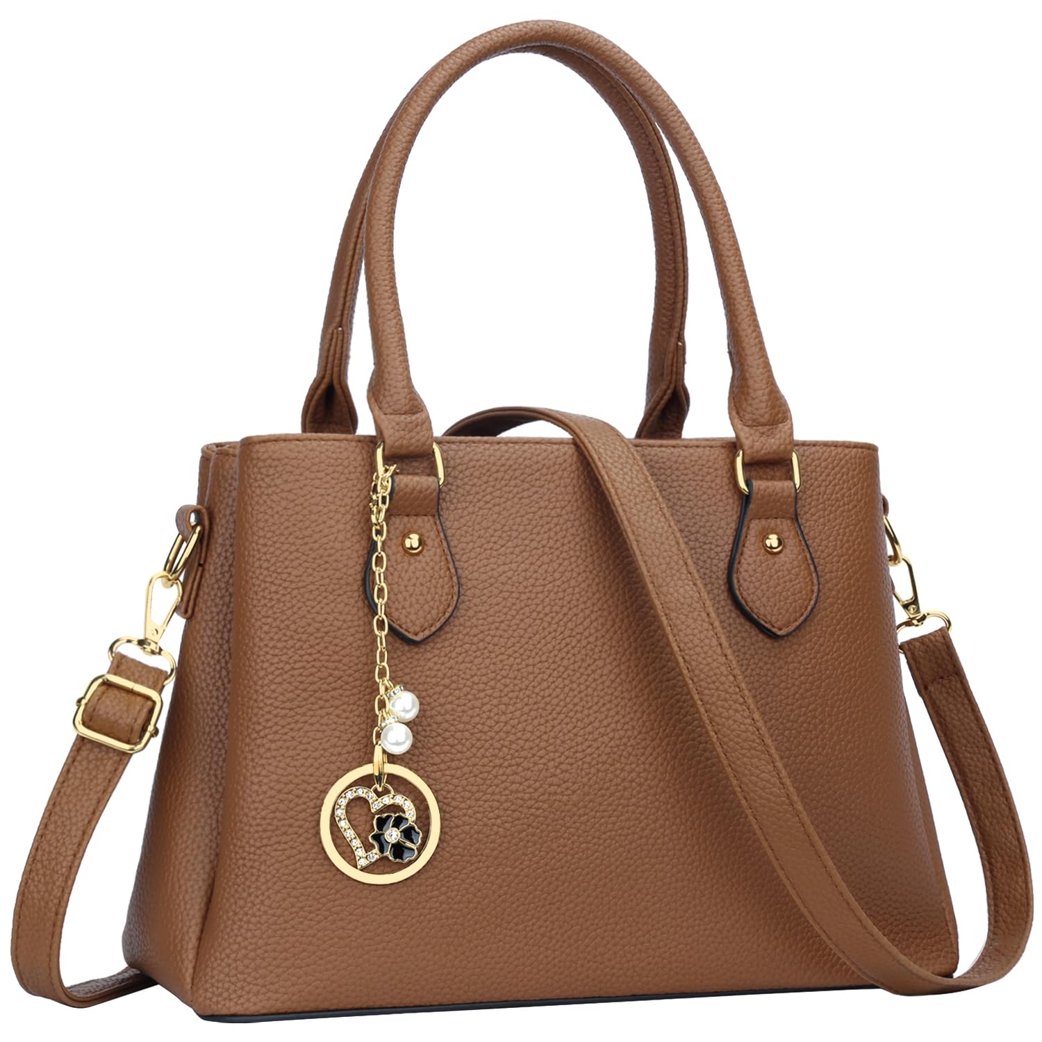 KKXIU Women's Leather Crossbody Bag with Zipper Pockets - Stylish Satchel Shoulder Purse for Work, Travel & Everyday Use